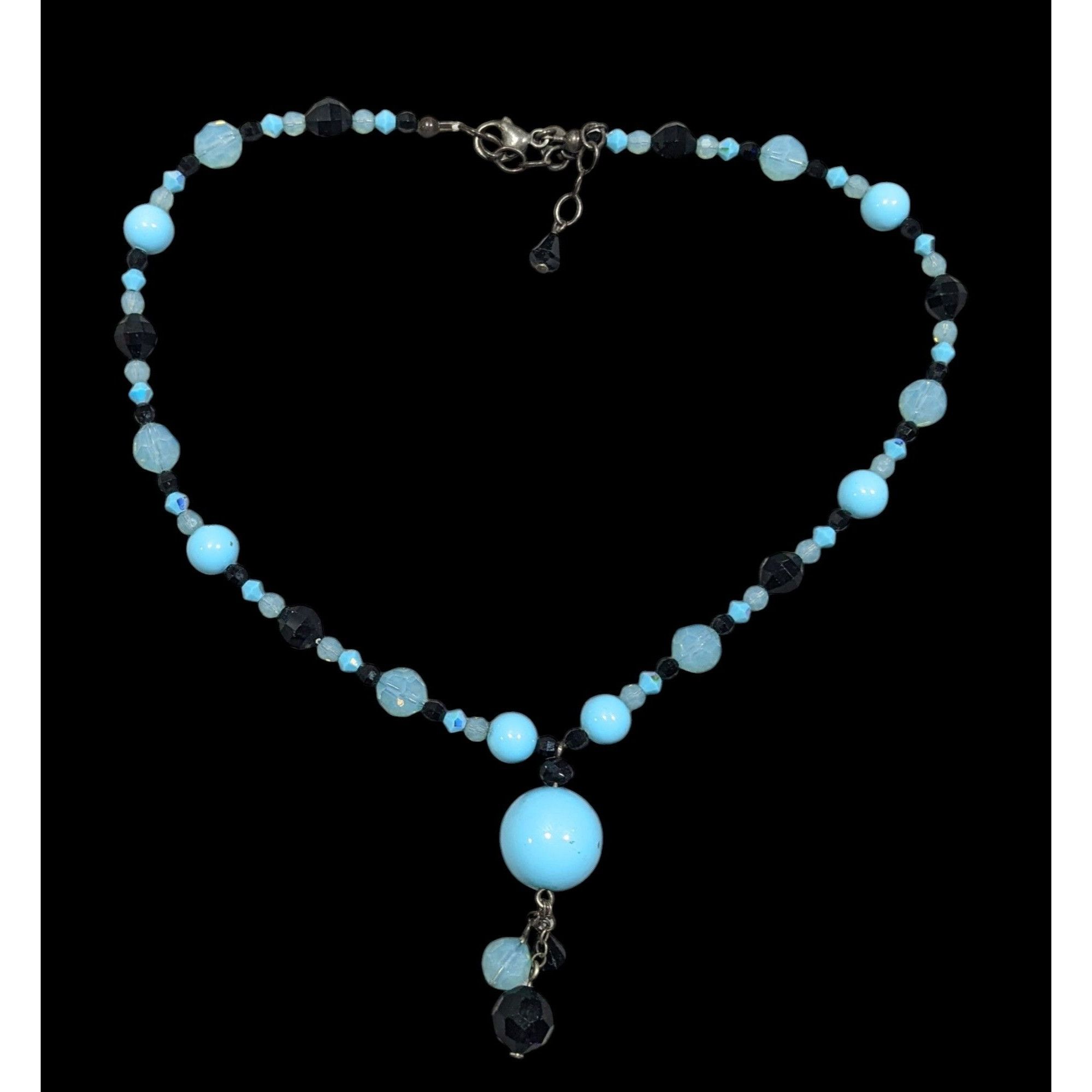 Other Whimsical Blue And Black Glass Beaded Y Necklace Size ONE SIZE - 1 Thumbnail