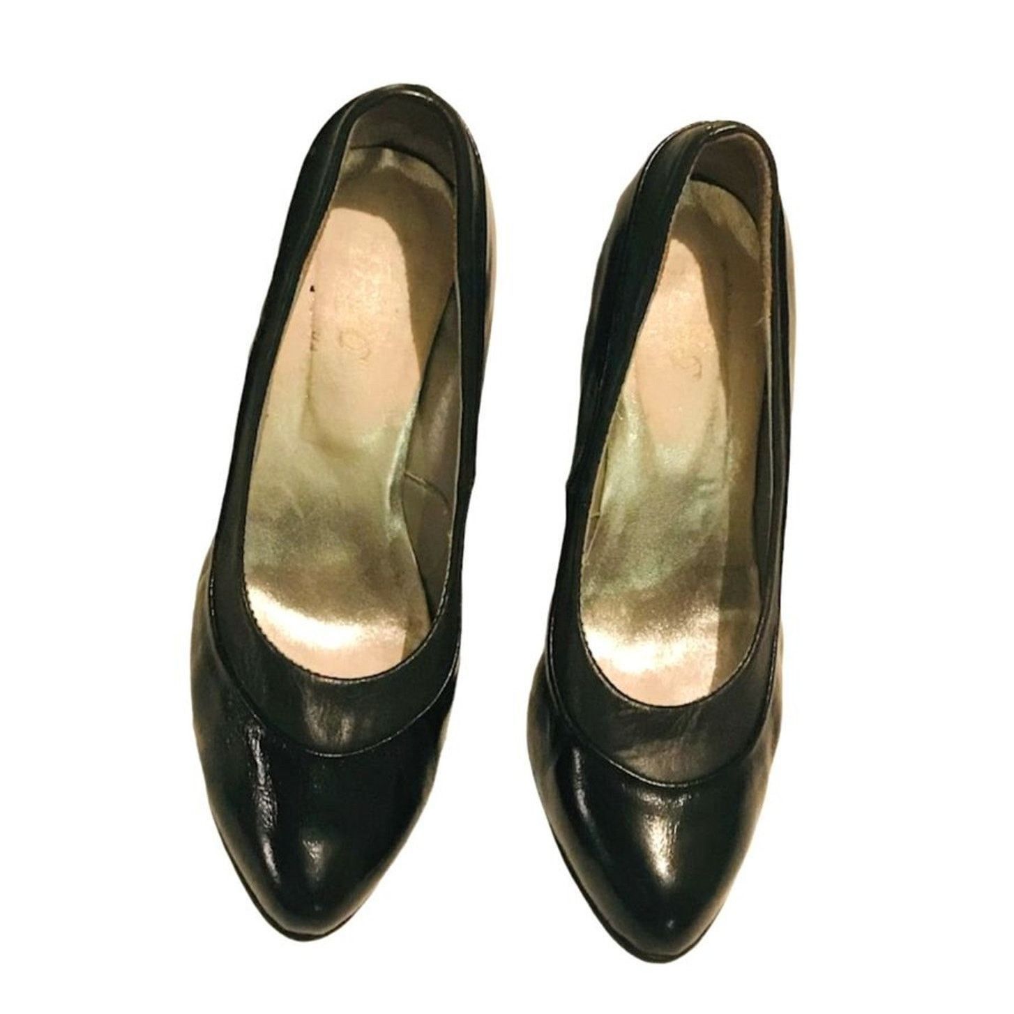 The Unbranded Brand Herc Women`s High Heels Pumps Shoes Black Leather 36 Size US 6 / IT 36 - 2 Thumbnail