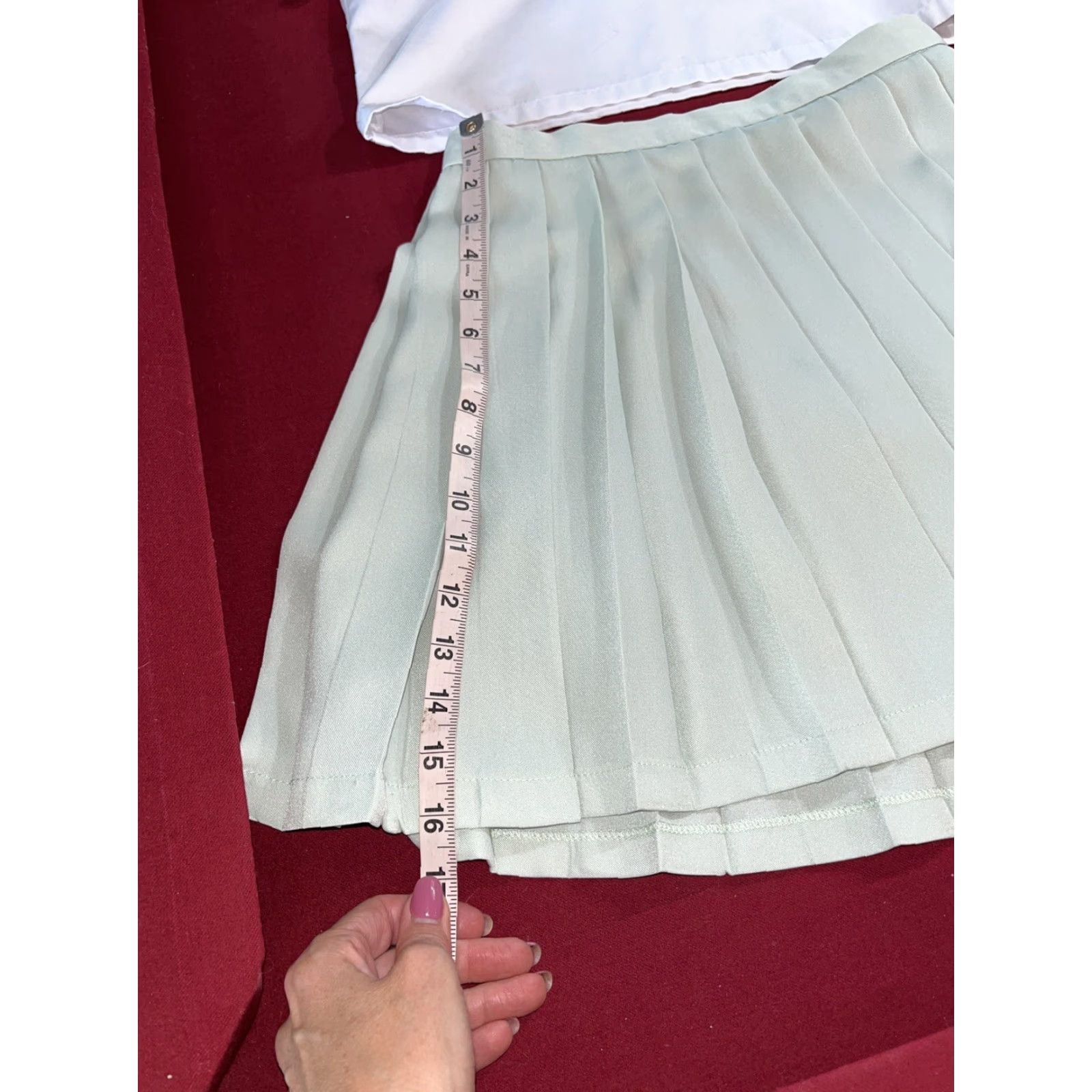 Vintage GREEN Anime UNIFORM pleated SKIRT WHITE SAILOR shirt OUTFIT Cosplay Japanese MED Size M / US 6-8 / IT 42-44 - 5 Thumbnail