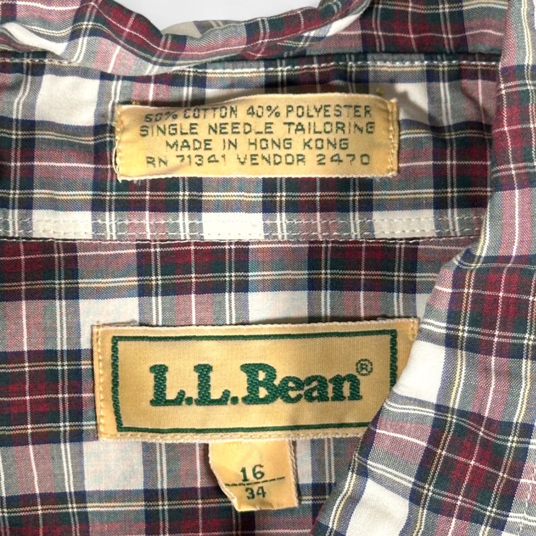 Vintage VINTAGE L.L. Bean Shirt Adult LARGE Red White Plaid 80s Tailoring Single Needle Button-Up Long Sleeve Mens Size US L / EU 52-54 / 3 - 4 Thumbnail