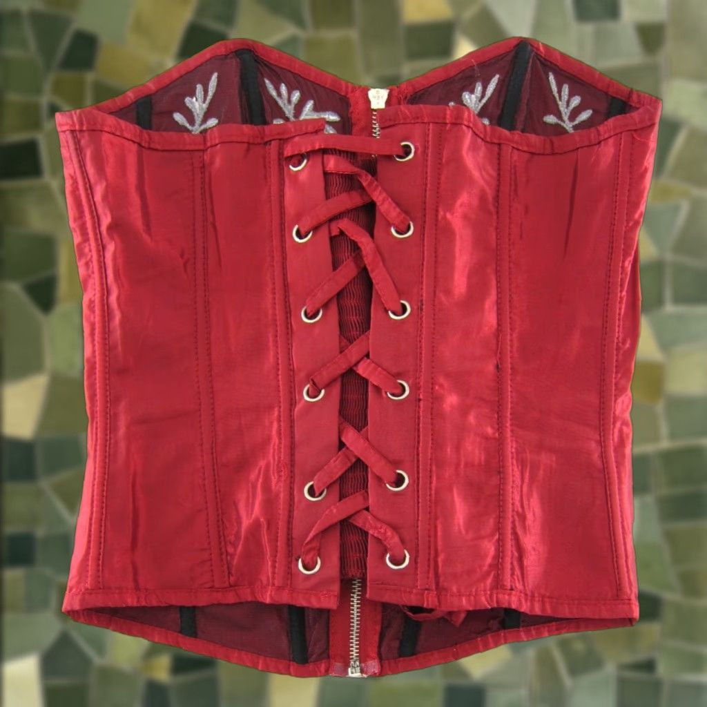 Carmina Vintage Carmin Los Angeles Red Silver Floral Satin Lace Up Zip Bustier Woman M Size M / US 6-8 / IT 42-44 - 1 Thumbnail