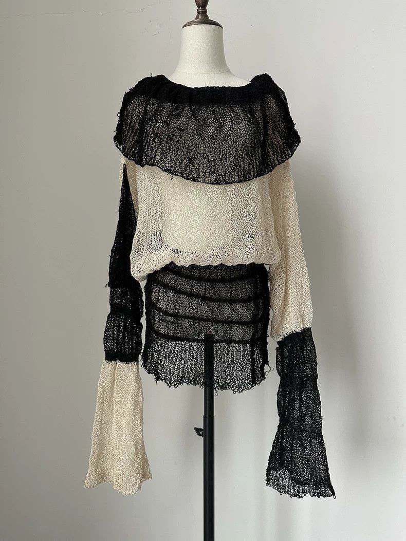 Issey Miyake Issey Miyake Black and white pullover top Size S / US 4 / IT 40 - 1 Thumbnail