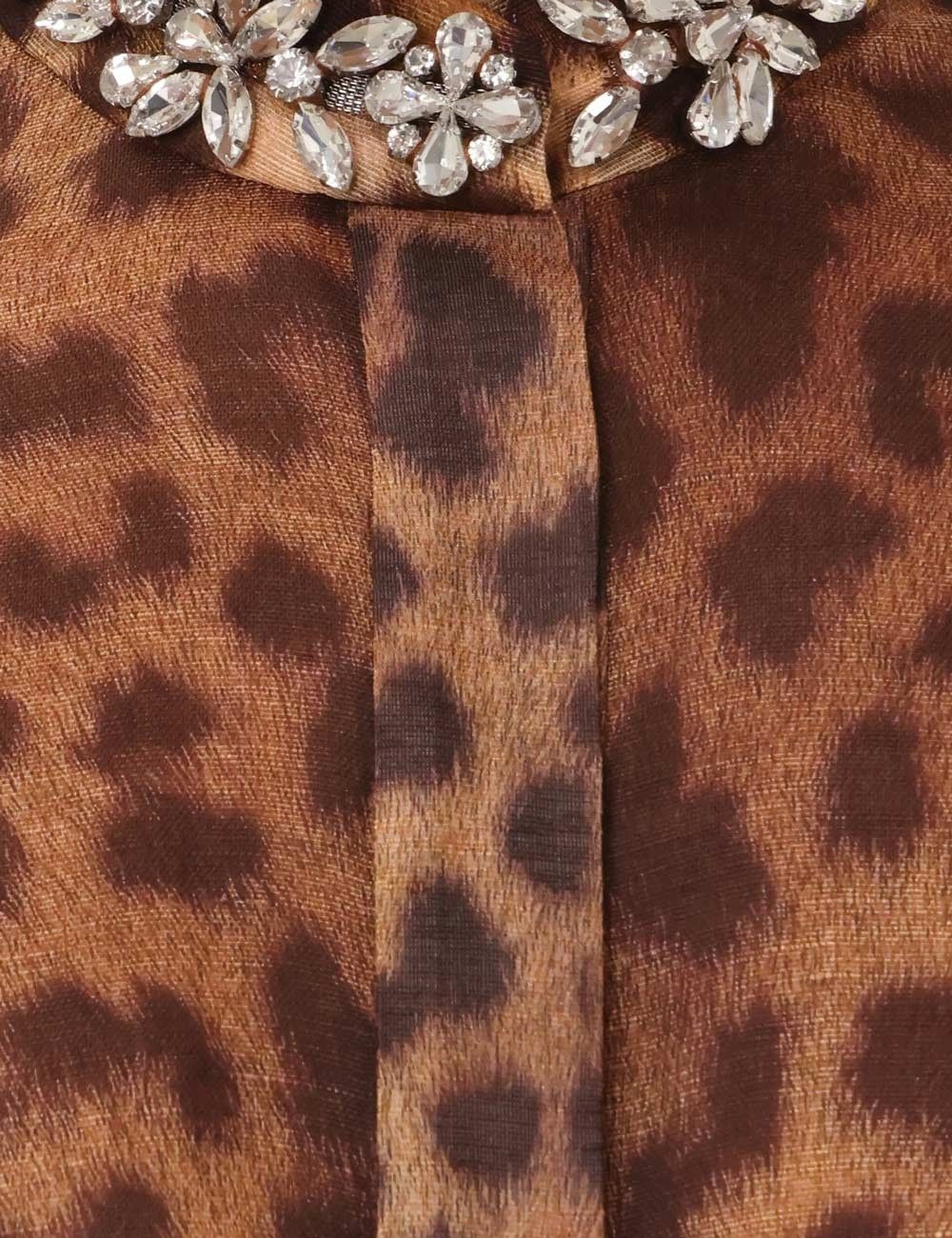 Zimmermann oc11z0925 Crush Embellished Body Shirt in Leopard Size L / US 10 / IT 46 - 6 Thumbnail