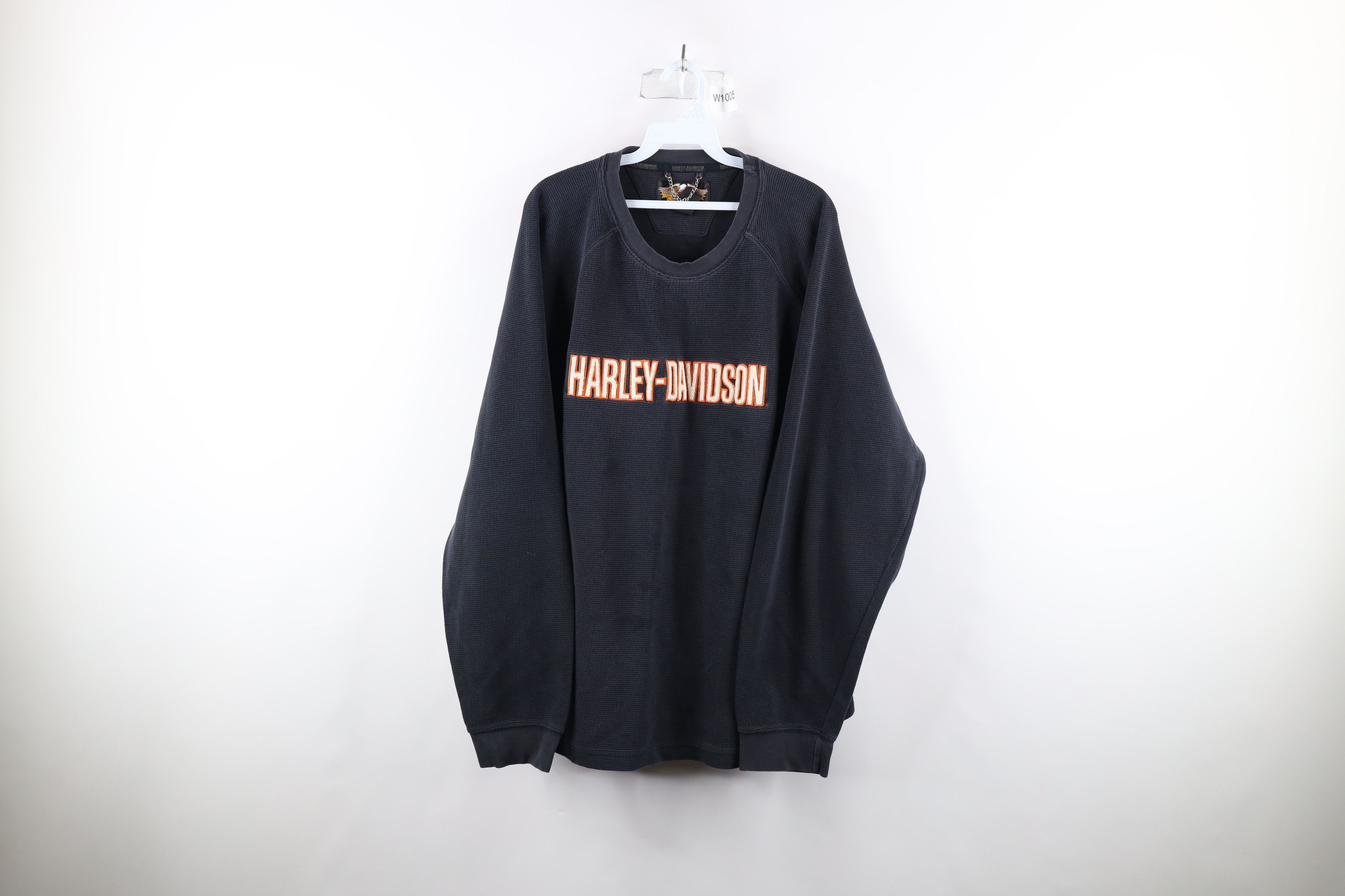 Harley Davidson × Vintage Vintage 90s Harley Davidson Waffle Knit Long Sleeve T-Shirt Size US XL / EU 56 / 4 - 1 Thumbnail