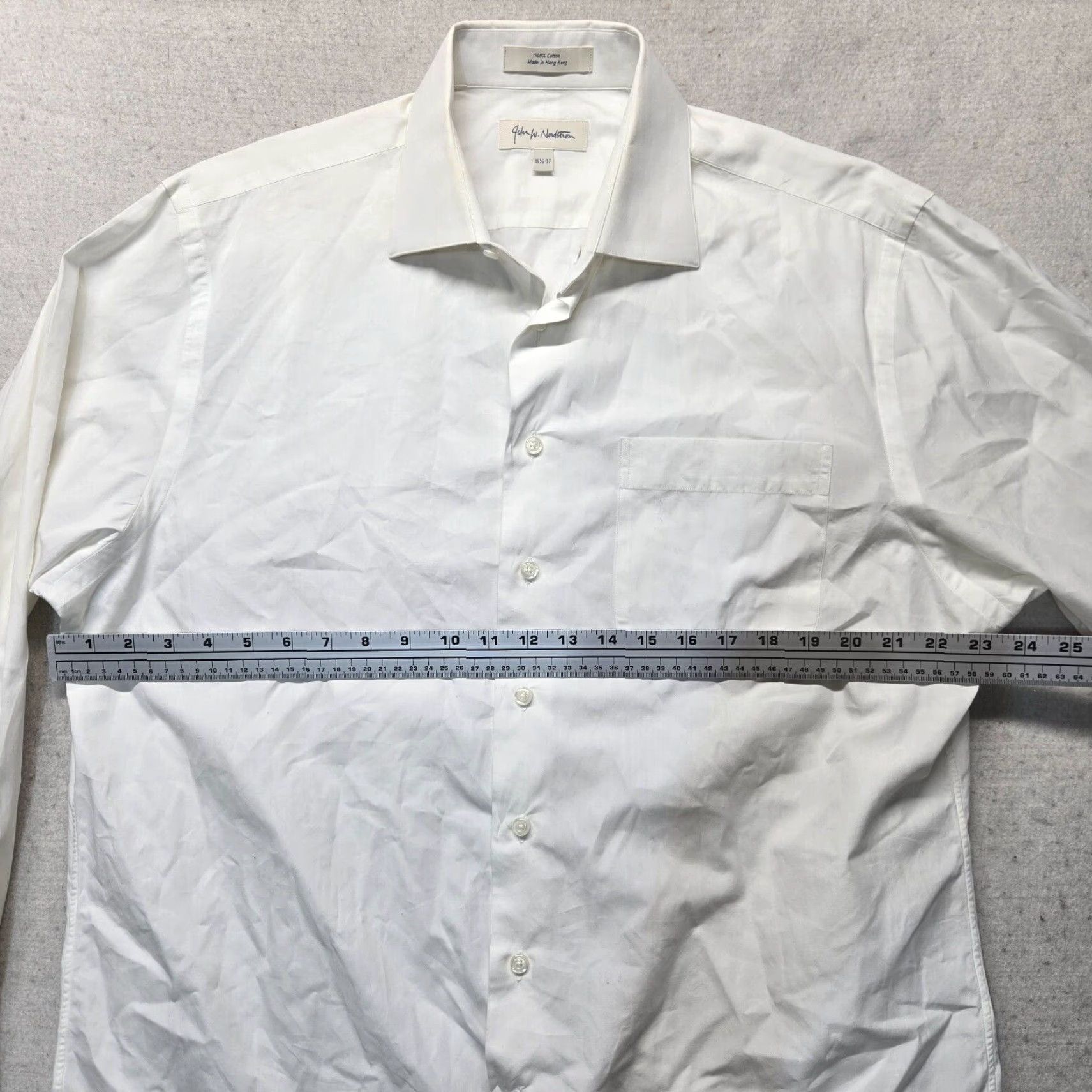 Nordstrom VINTAGE John W. Nordstrom Shirt Men Long Sleeve Button Up 16.5 White Cotton Classic 16.5 Mens Shirt Size US L / EU 52-54 / 3 - 5 Thumbnail