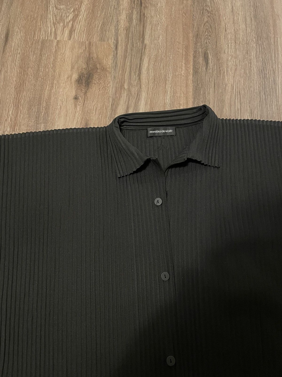 Maniere De Vior Maniere De Voir Black Pleated Button Shirt Size US L / EU 52-54 / 3 - 5 Thumbnail