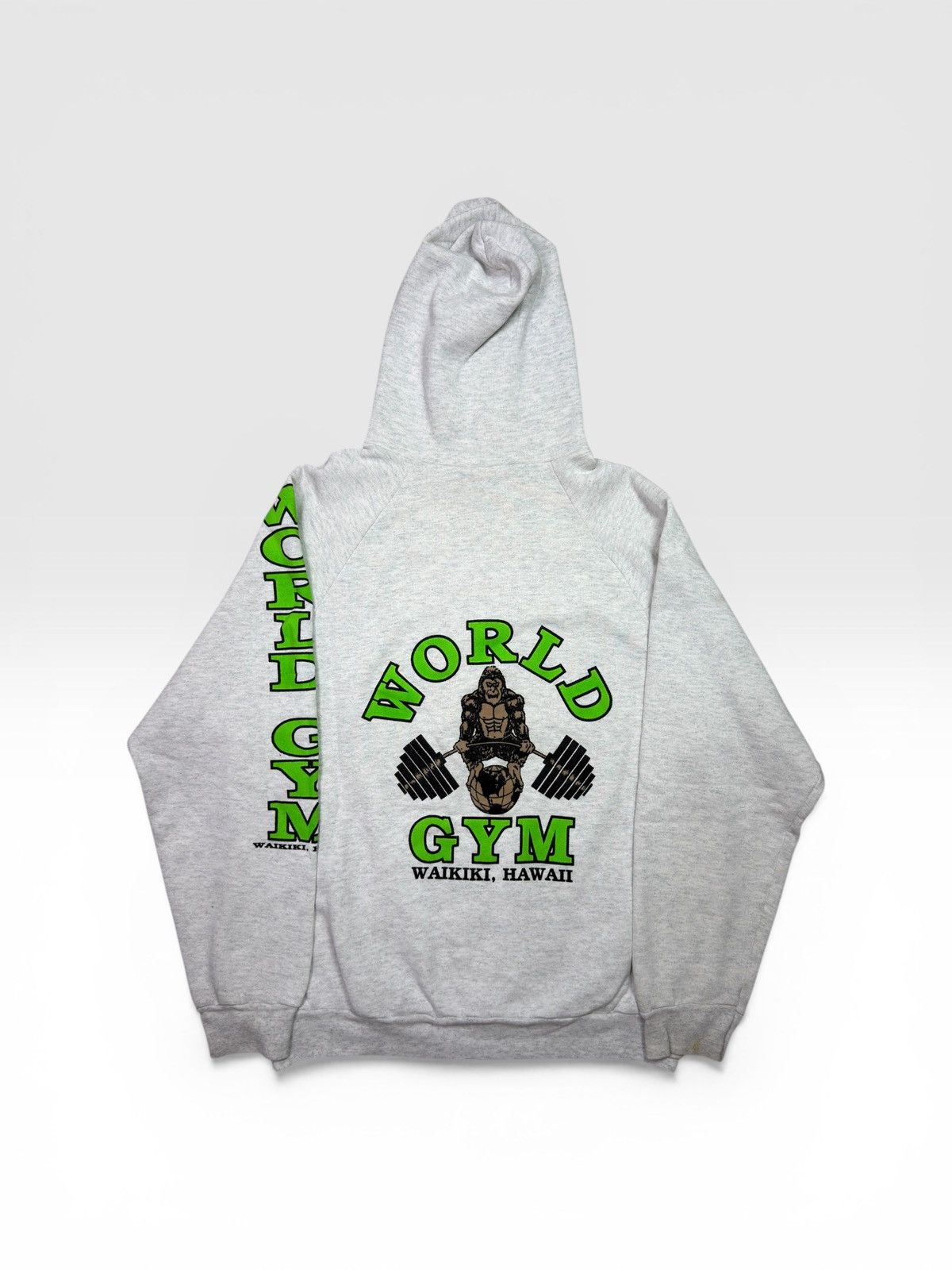 Vintage *RARE* VINTAGE 90s WORLD GYM HAWAII HOODIE BODYBUILDING Size US L / EU 52-54 / 3 - 2 Thumbnail