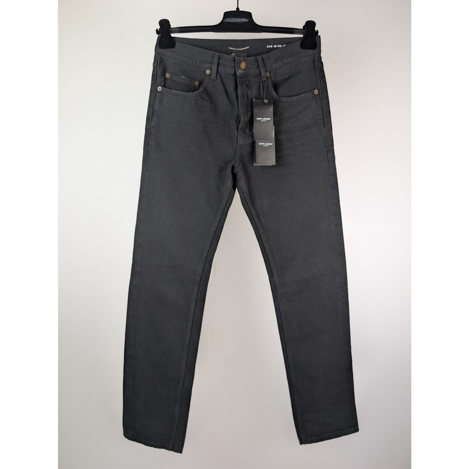 Saint Laurent Paris o1rshd1 Straight Baggy Denim Jeans in Oklahoma Black Size US 29 - 9 Thumbnail