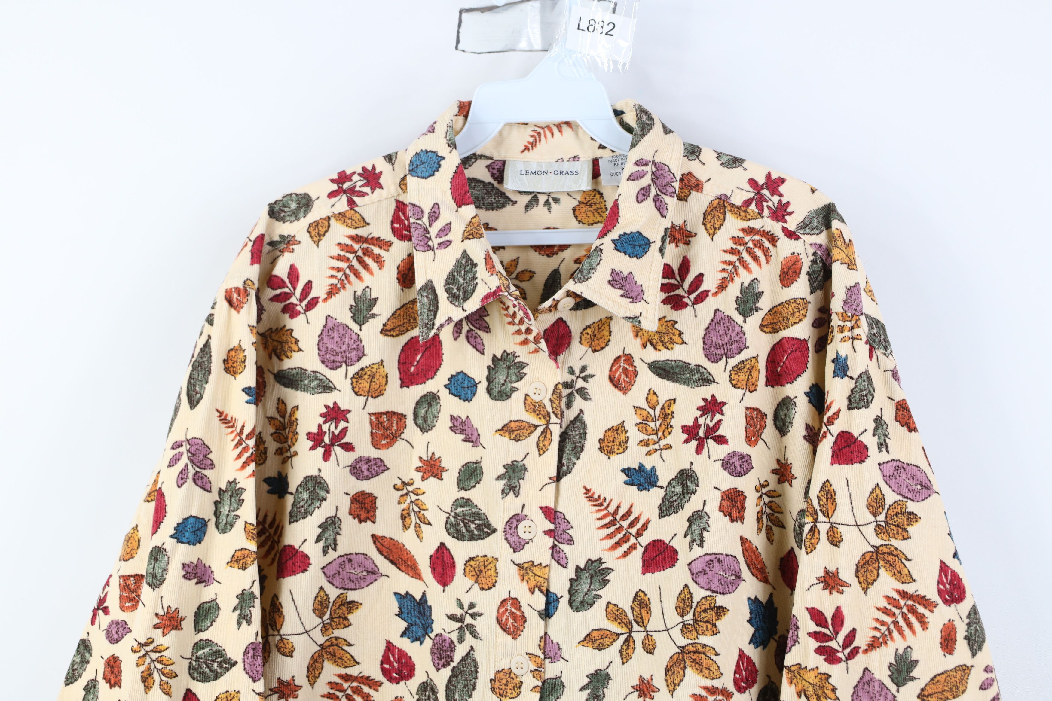 Vintage Vintage 90s Streetwear Leaf Corduroy Collared Button Shirt Size L / US 10 / IT 46 - 2 Thumbnail