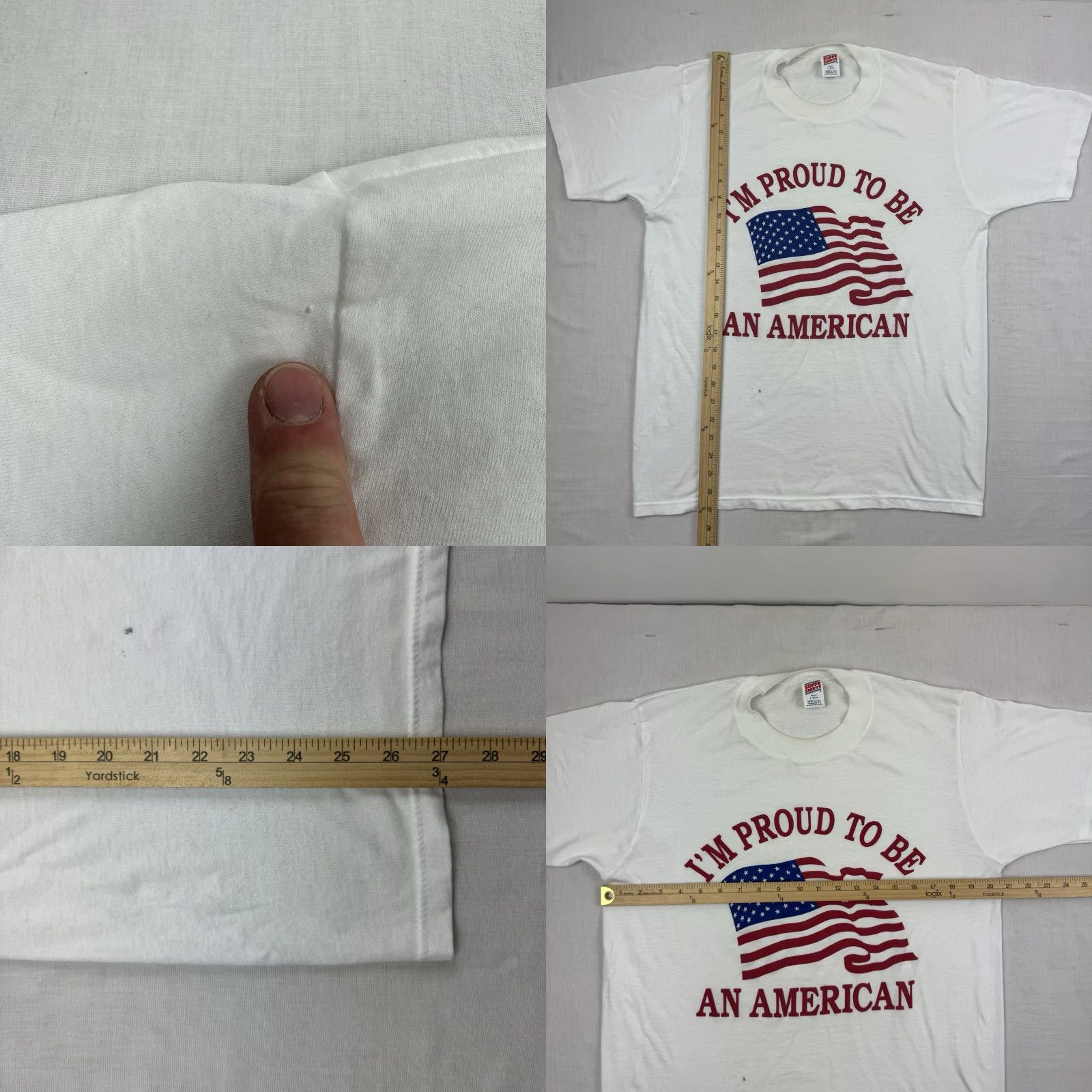 Soffe VINTAGE Soffe Shirt Adult Large White American Flag USA Pride 90s Mens Size US L / EU 52-54 / 3 - 8 Thumbnail