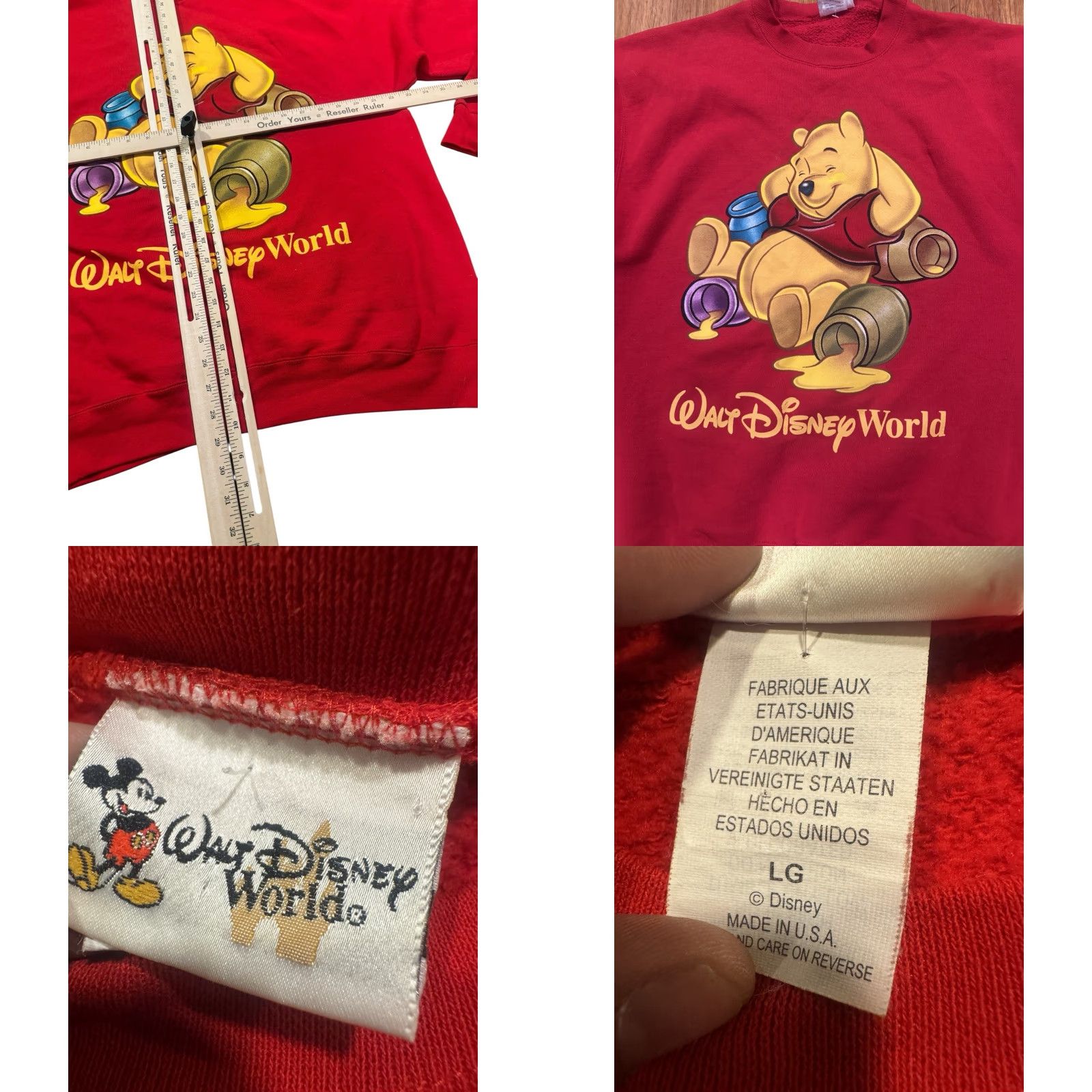 Disney VINTAGE Disney World Winnie the Pooh Red Crewneck Sweatshirt Size L Mens Sweatshirt Pooh Graphic Print 90s pullover Size US L / EU 52-54 / 3 - 9 Thumbnail