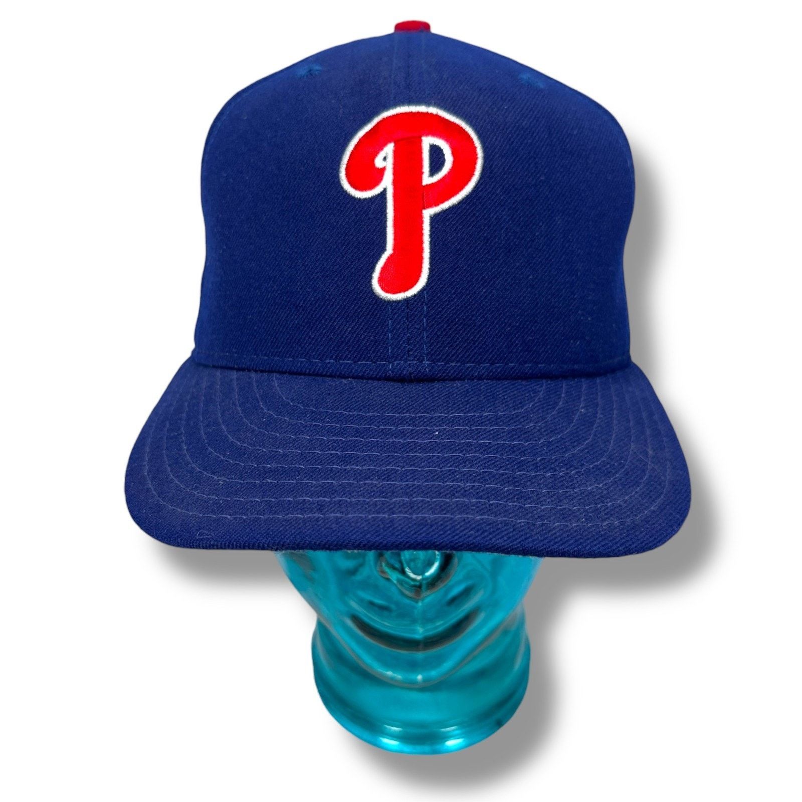 New Era Vintage Philadelphia Phillies Hat Men 6 7/8 Blue Wool 90s Size ONE SIZE - 1 Thumbnail
