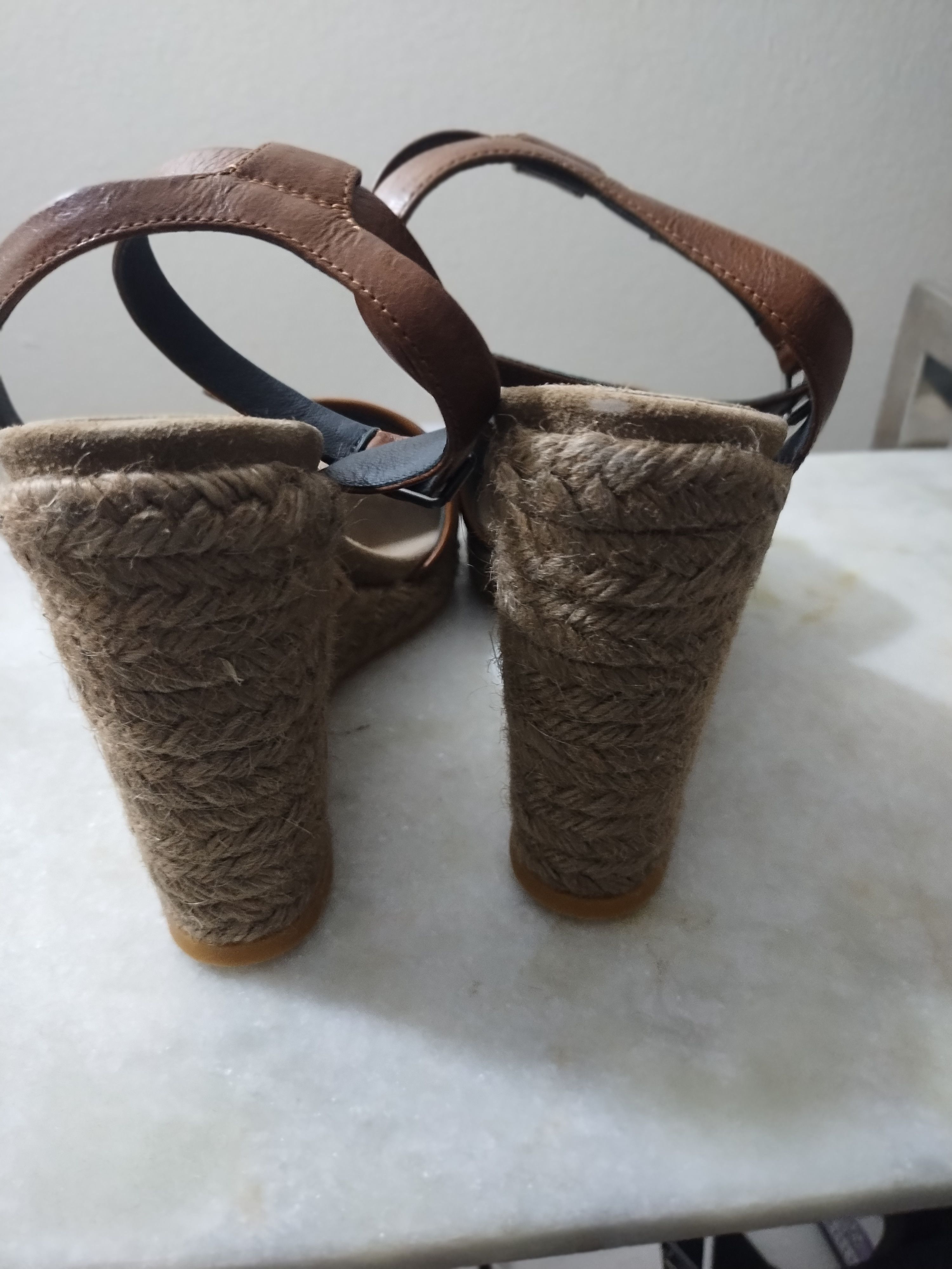 Brunello Cucinelli Monili Leather Espadrille Wedge Sandals Size US 9 / IT 39 - 4 Thumbnail