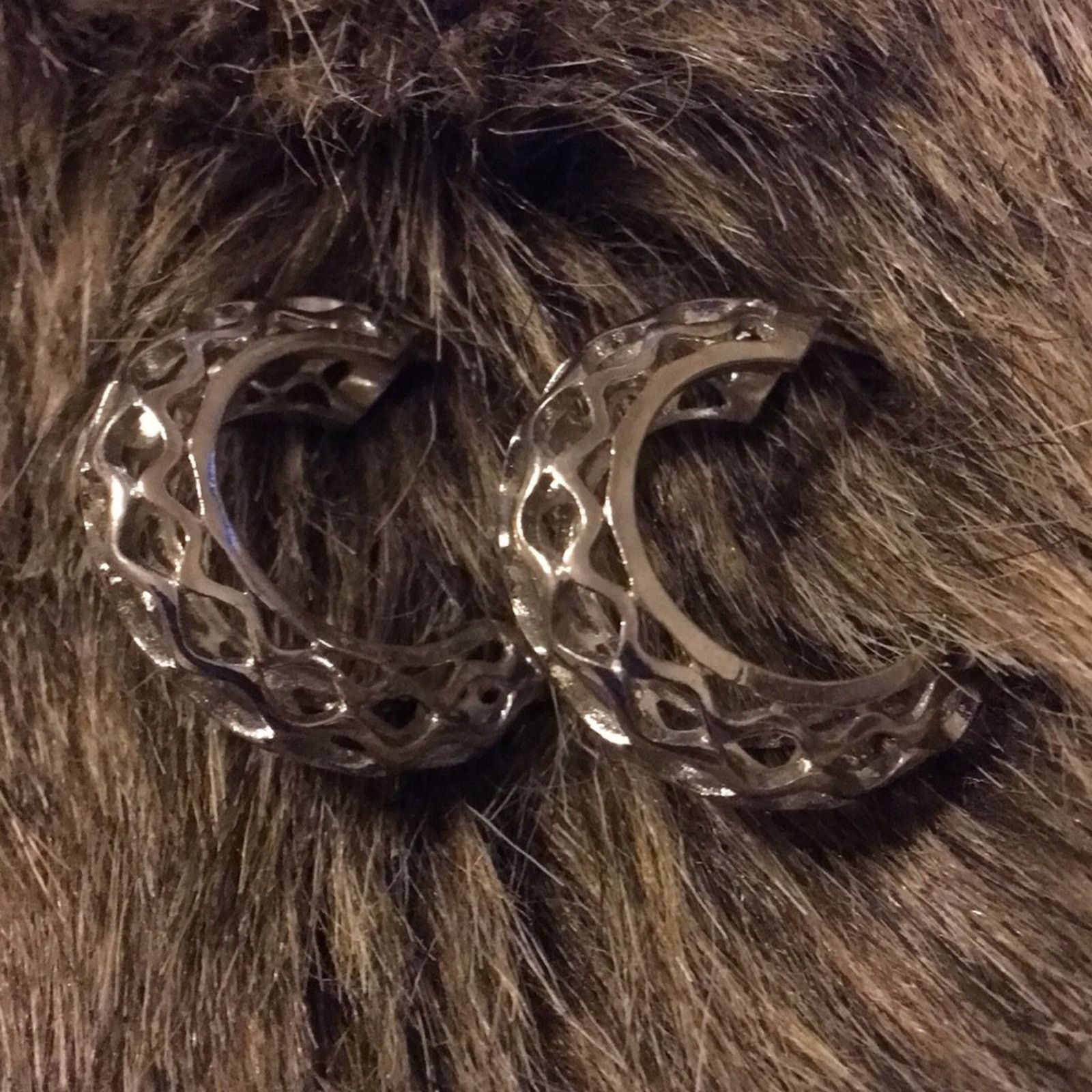 Jewelry Bright silver tone mesh style hoop pierced earring Size ONE SIZE - 1 Thumbnail