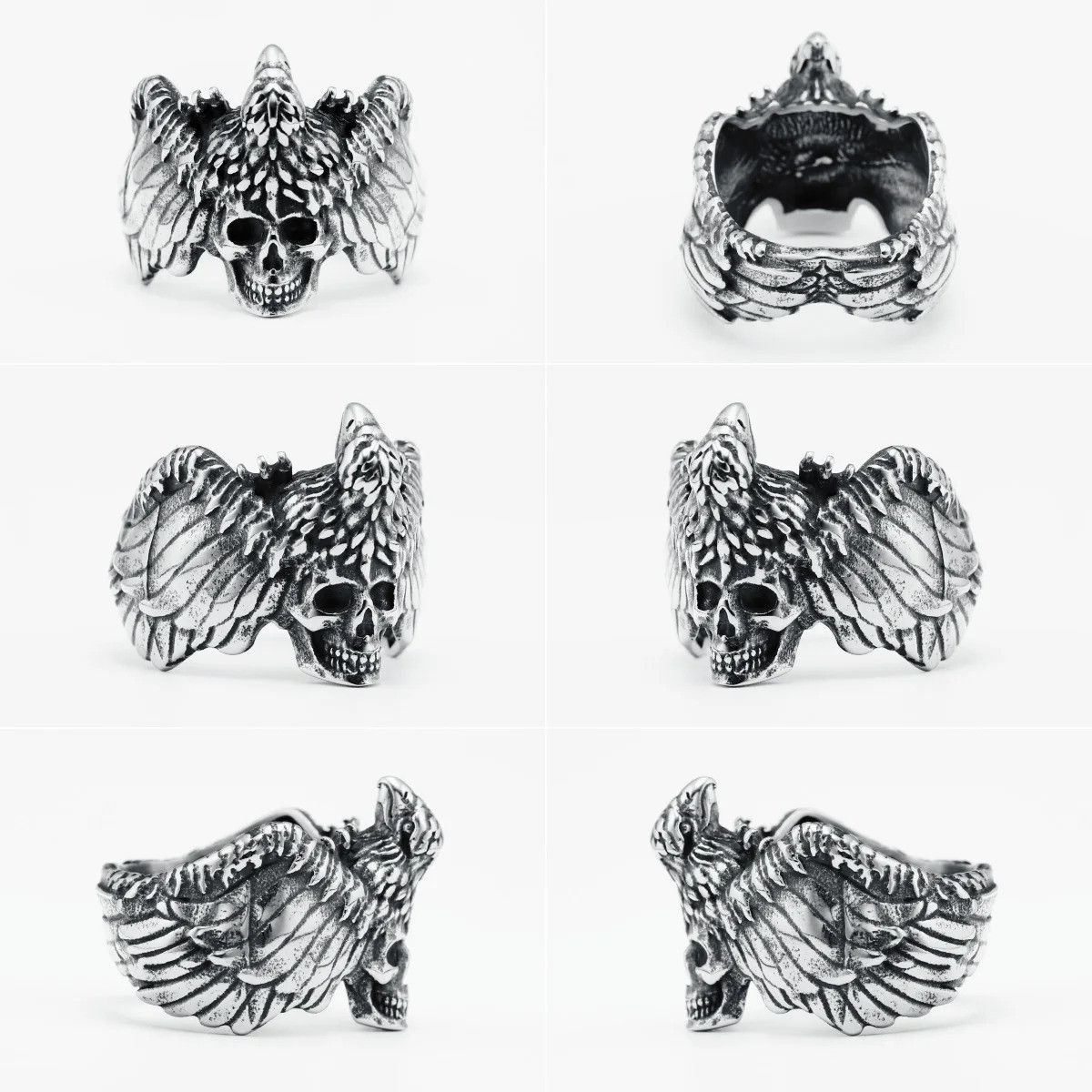 Jewelry Gothic Skull Wing Ring Streetwear Jewelry Fashion Gift Size ONE SIZE - 5 Thumbnail