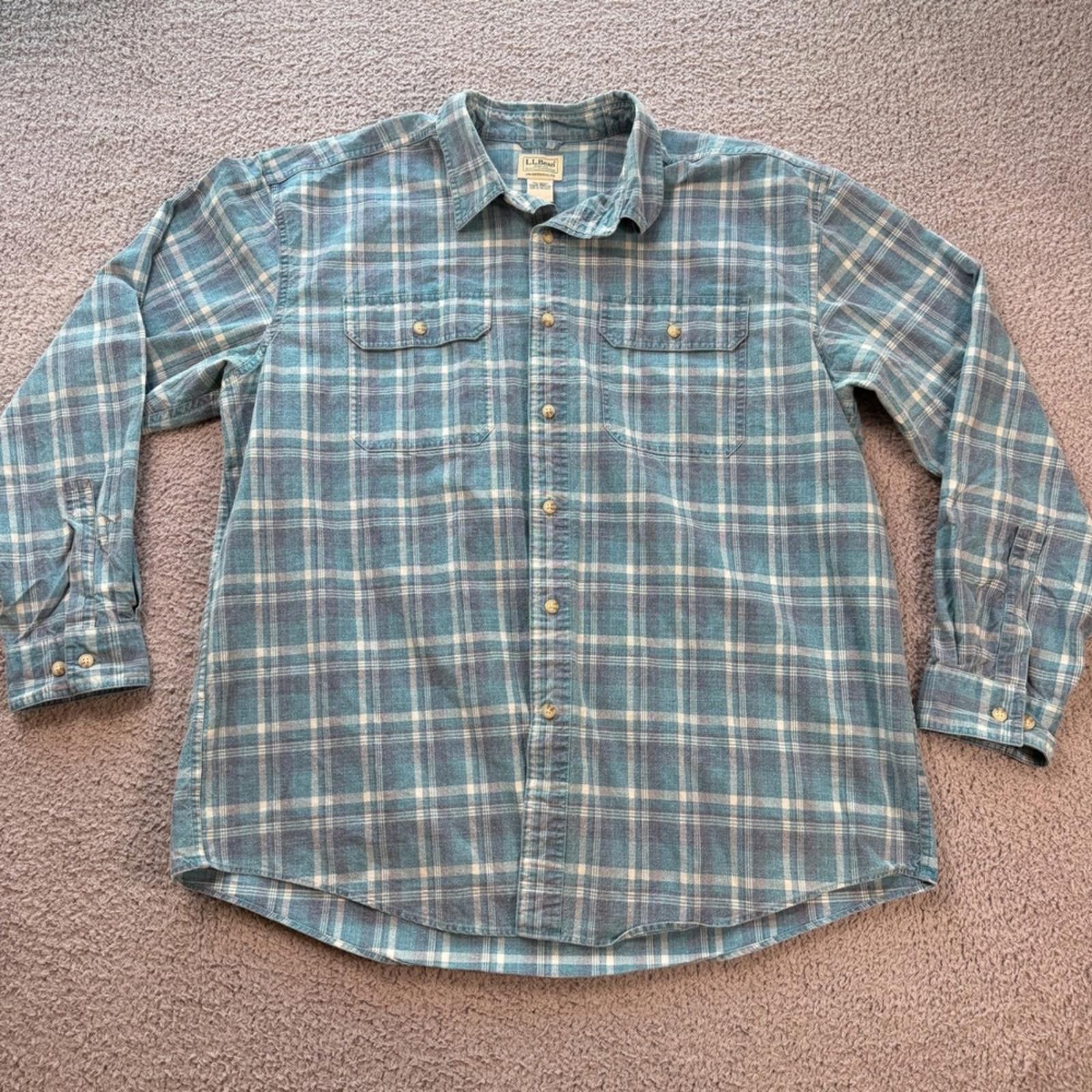 L.L.Bean Plaid Flannel Shirt Mens XL Traditional Fit Blue