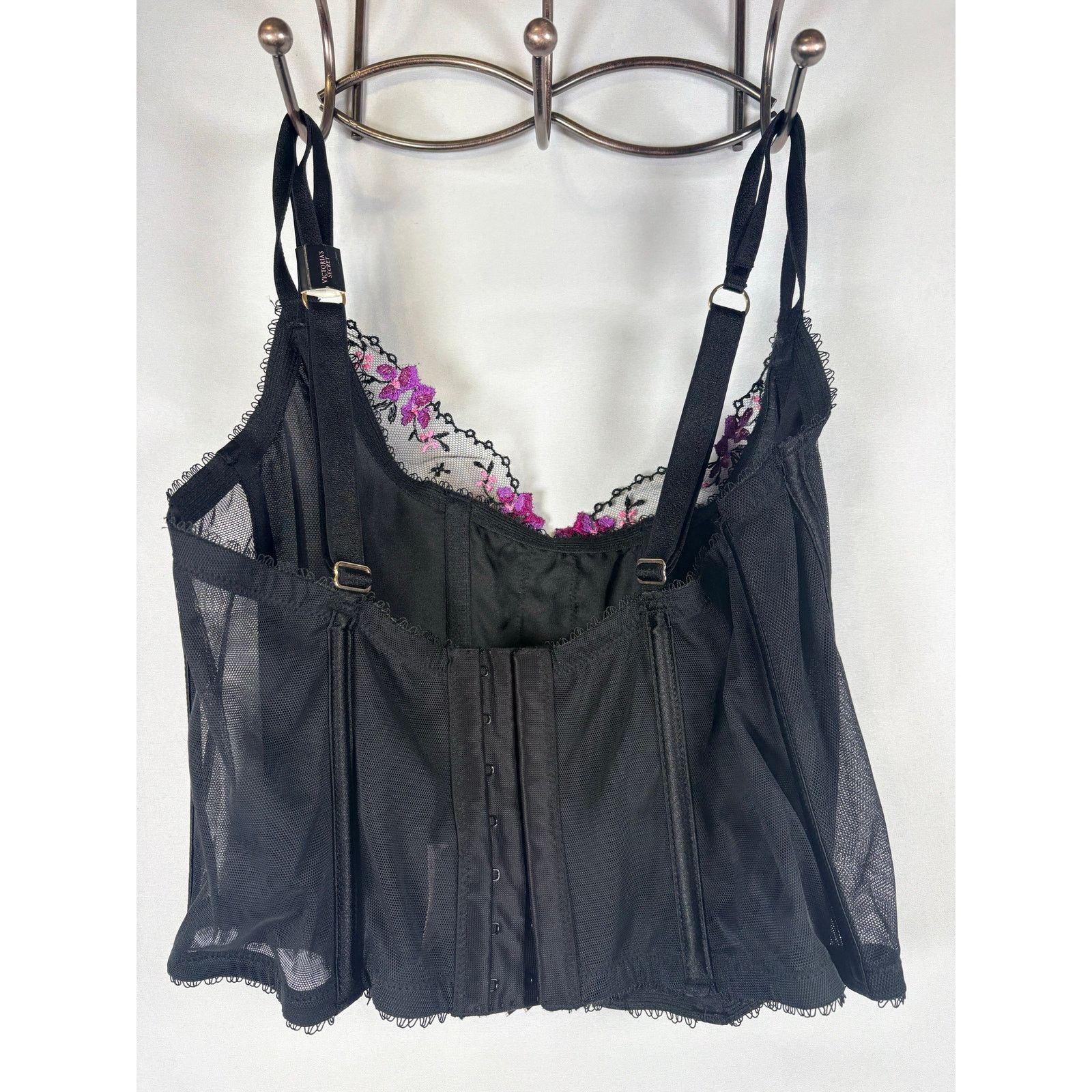 Victoria's Secret Victoria’s Secret NWT M SZ Sexy Black Mesh Floral Corset Size M / US 6-8 / IT 42-44 - 3 Thumbnail