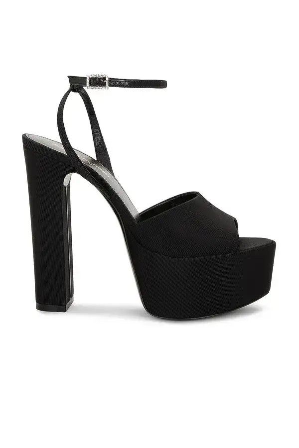 Saint Laurent Paris o1bcso1str0226 Jodie Platform Sandals In Grosgrain in Black Size US 6 / IT 36 - 1 Thumbnail