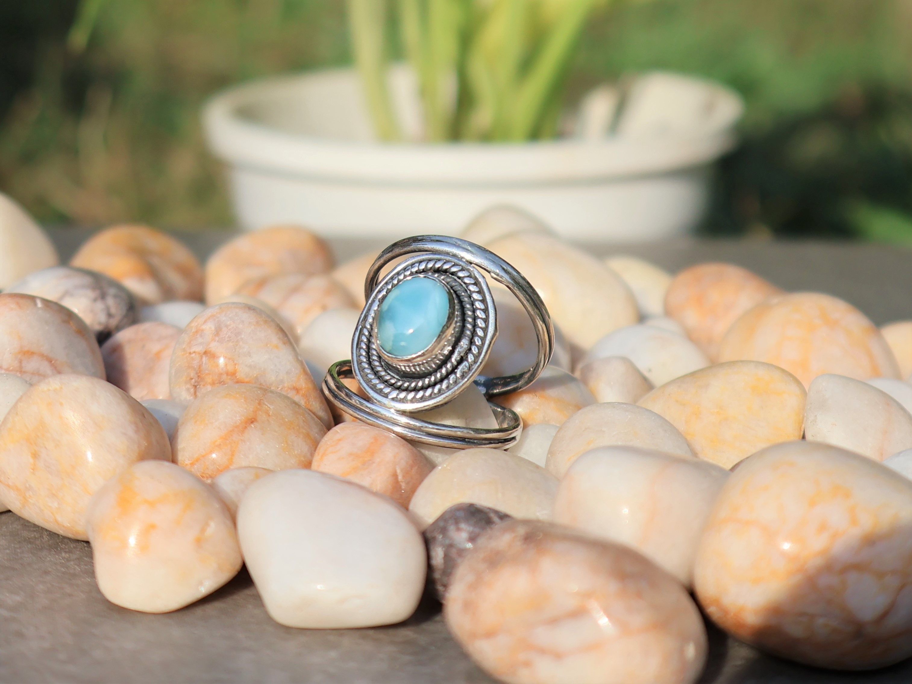 Handmade Larimar Ring, 925 Sterling Silver Ring, Handmade Women Ring, Size ONE SIZE - 2 Thumbnail