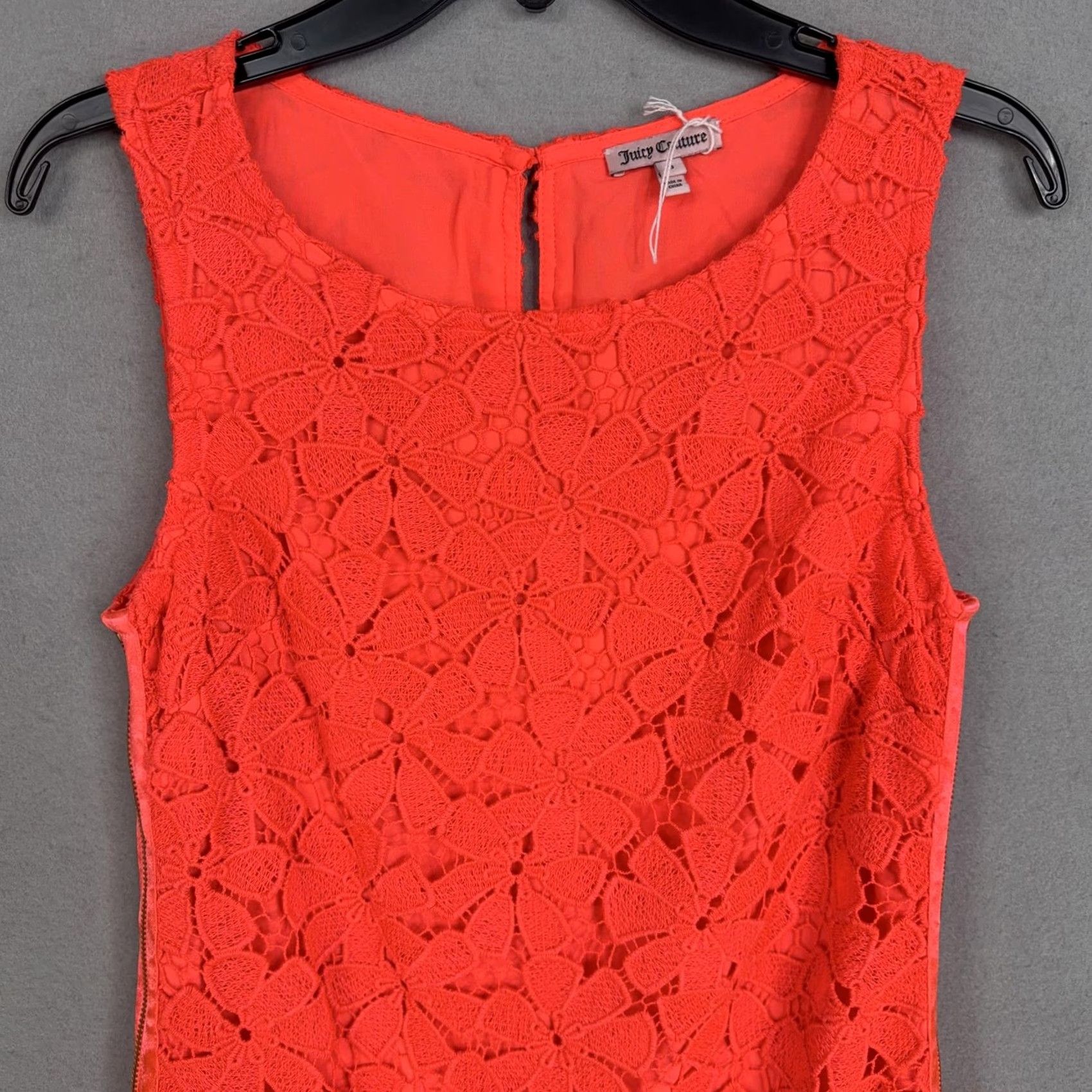 Juicy Couture Juicy Couture Dress Womens 0 Orange Floral Lace Sleeveless Sheath Mini Party Y2K Size XS / US 0-2 / IT 36-38 - 3 Thumbnail