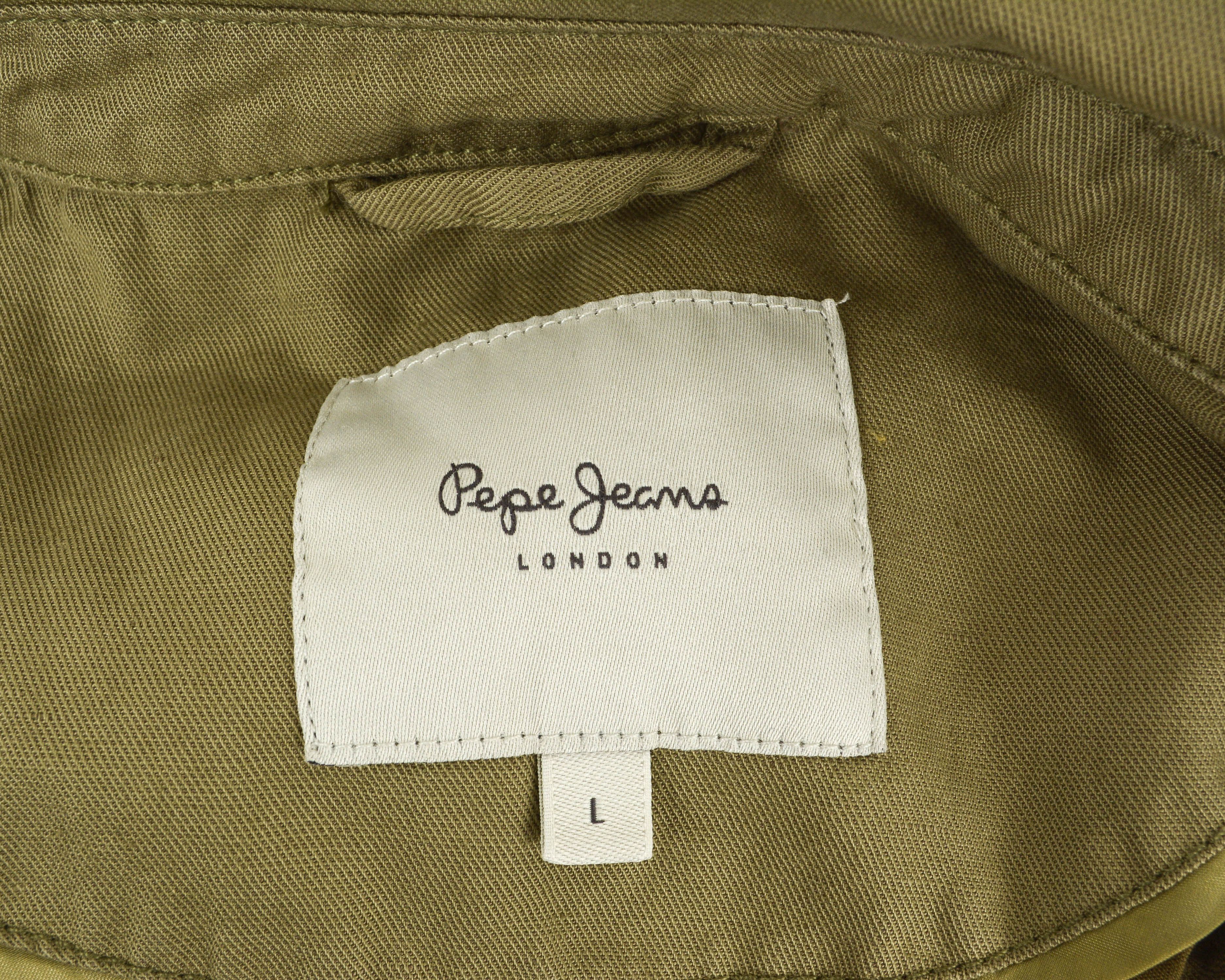 Pepe Jeans Talla Grande Women L Jacket Coat Cotton Khaki Belted Trench Size L / US 10 / IT 46 - 4 Thumbnail