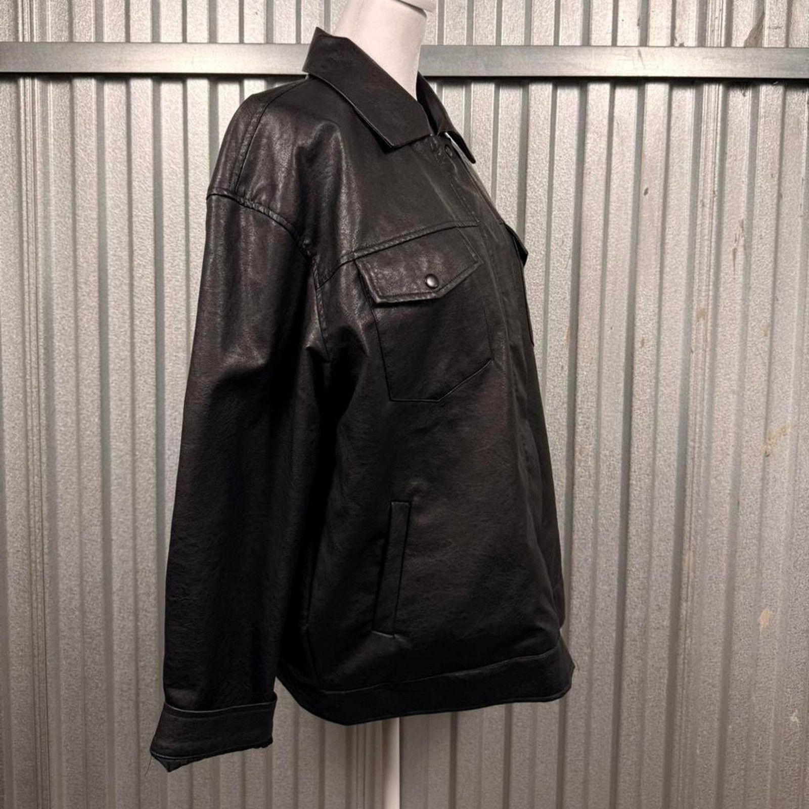 PRINCESS POLLY Black faux Leather Jacket Womens Size L / US 10 / IT 46 - 5 Thumbnail