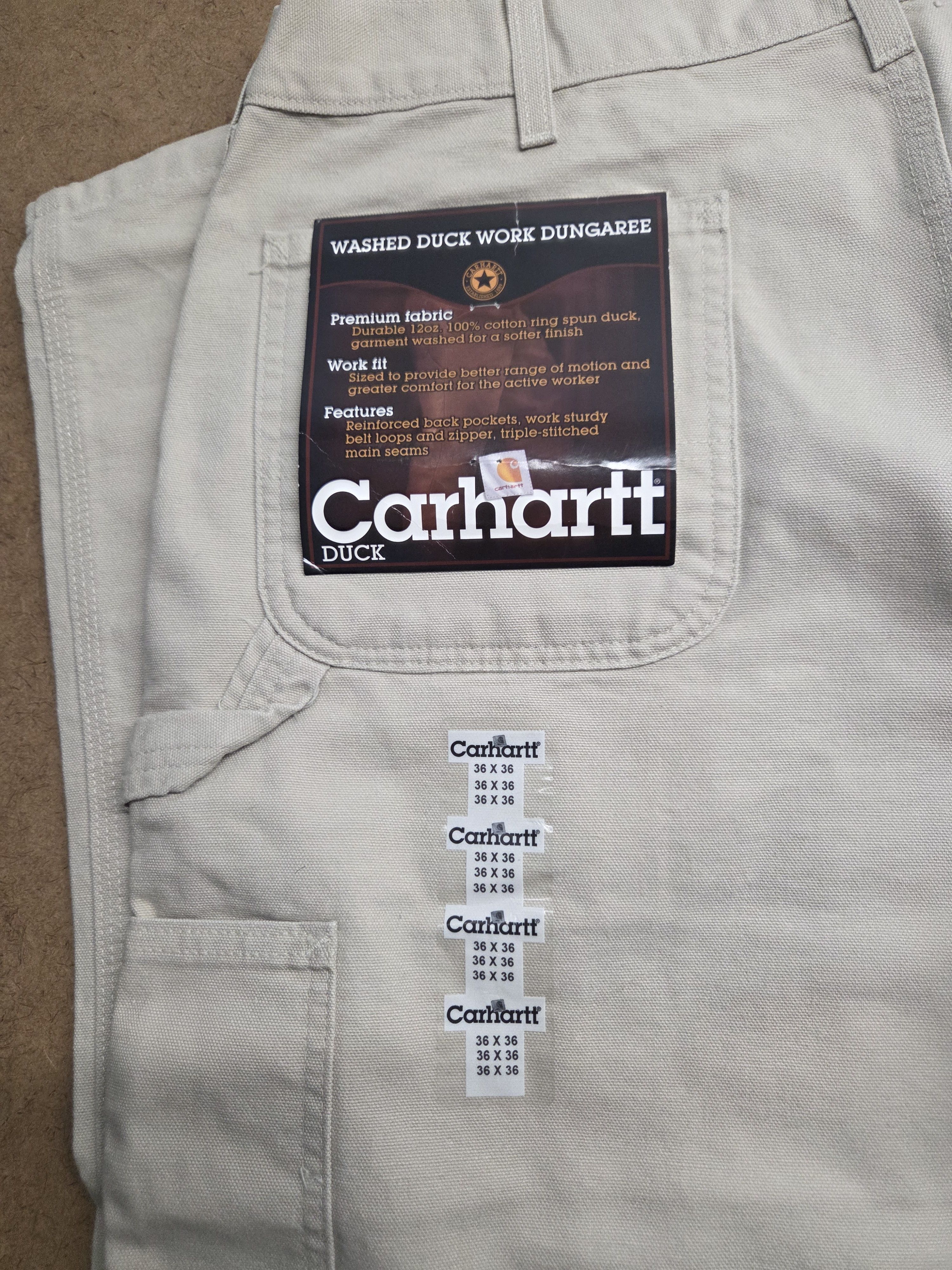 Carhartt 2002 Carhartt Washed Duck Canvas Dungarees in Stone 36 x 36 Size US 36 / EU 52 - 4 Thumbnail