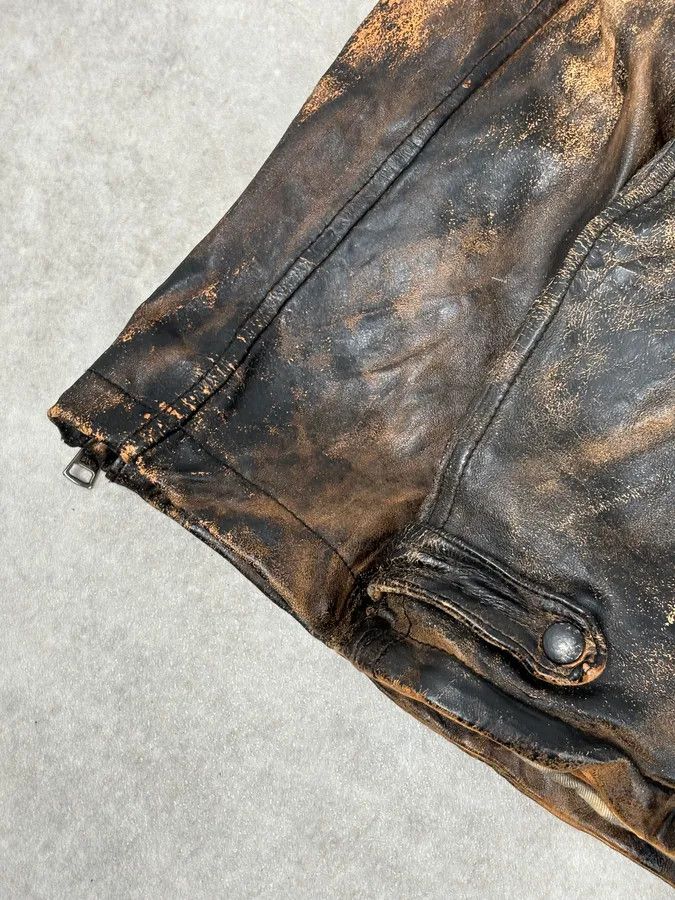 Giorgio Brato Giorgio Brato Brown Eroded Leather Asymmetrical Biker Jacket Size US S / EU 44-46 / 1 - 9 Thumbnail