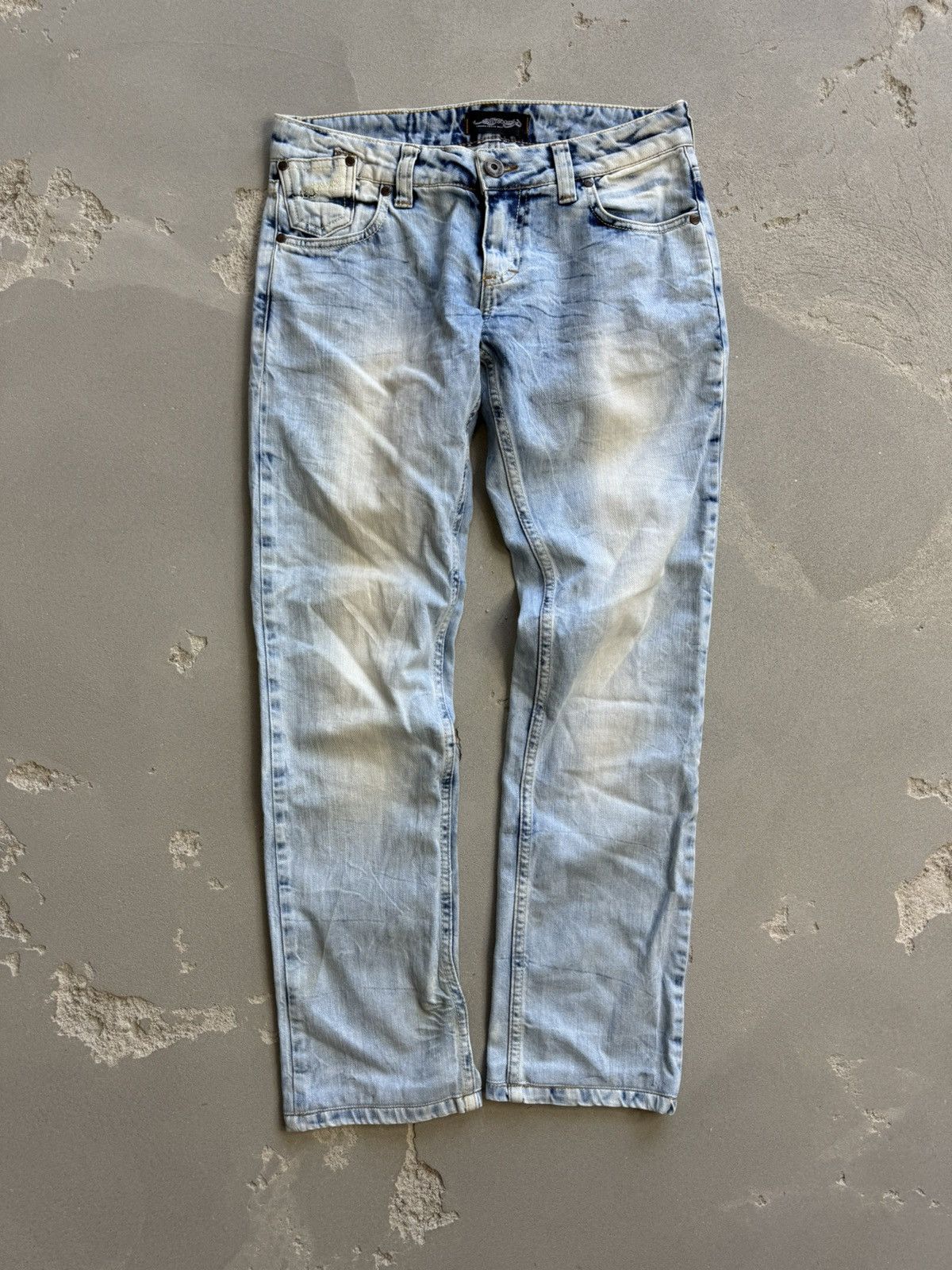 Ed Hardy VINTAGE Y2K BAGGY FADED BLUE ED HARDY DENIM JEANS Size US 30 / EU 46 - 3 Thumbnail