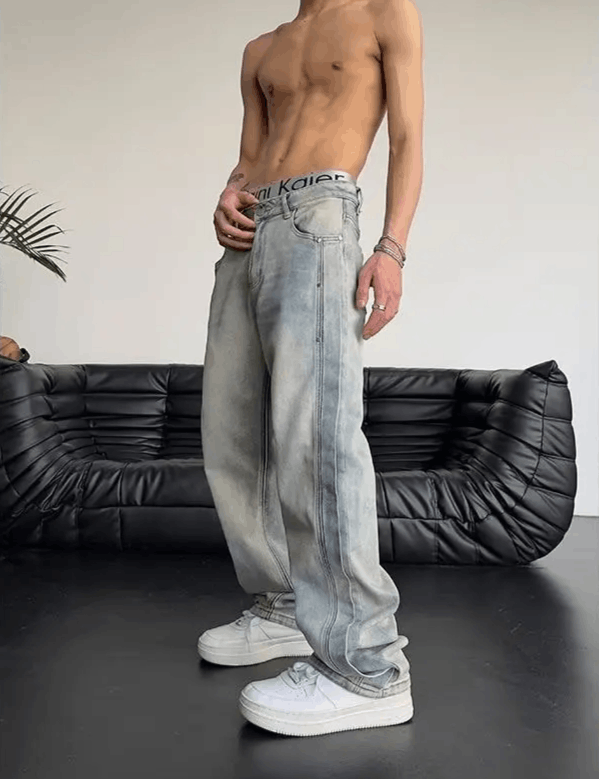 Japanese Brand Retro Washed Baggy Jeans Size US 36 / EU 52 - 3 Thumbnail