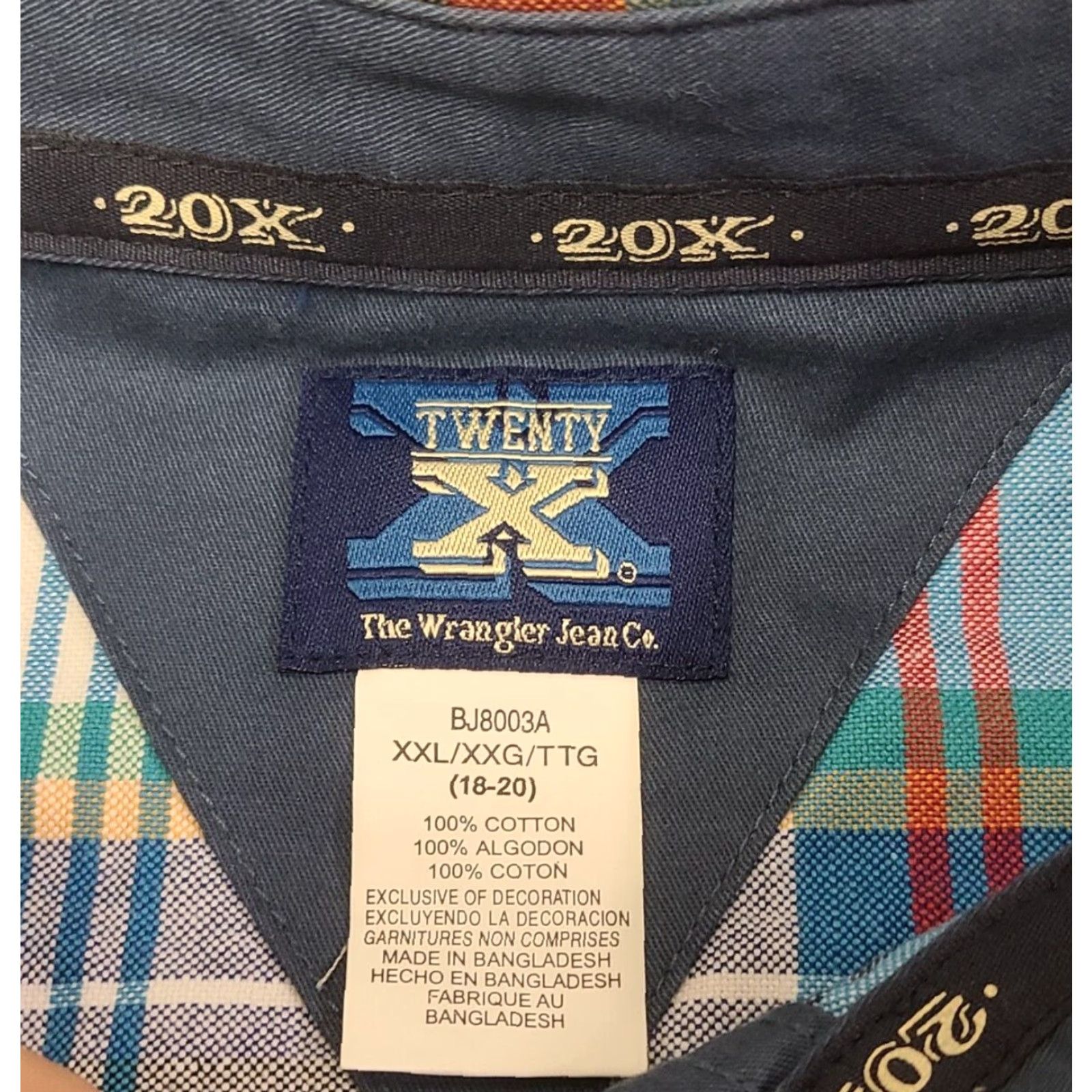 Wrangler Wrangler 20X Shirt Women's 2XL Blue Plaid Button Up Long Sleeve Western Twenty X Size XXL / US 16-18 / IT 52-54 - 5 Thumbnail