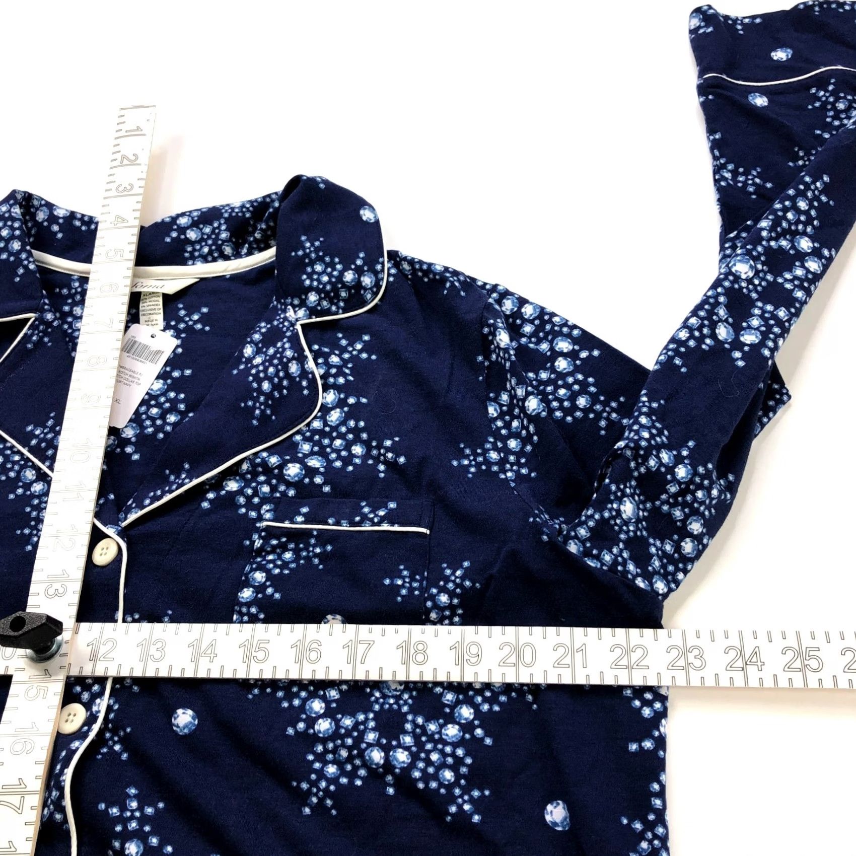 Vintage Soma XL Pajama Embraceable PJ Button Front Collared Shirt Snowflake Blue Womens Shirt Christmas Snowflake Blue Size XL / US 12-14 / IT 48-50 - 5 Thumbnail