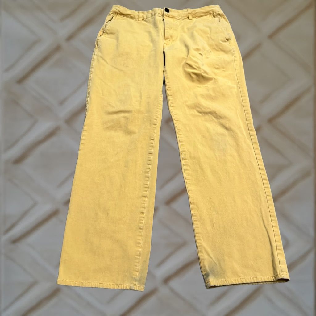 Bonobos Bonobos Chino Pants Mens 33x32 Yellow Straight Leg Flat Front Casual Cotton Size US 33 - 1 Thumbnail