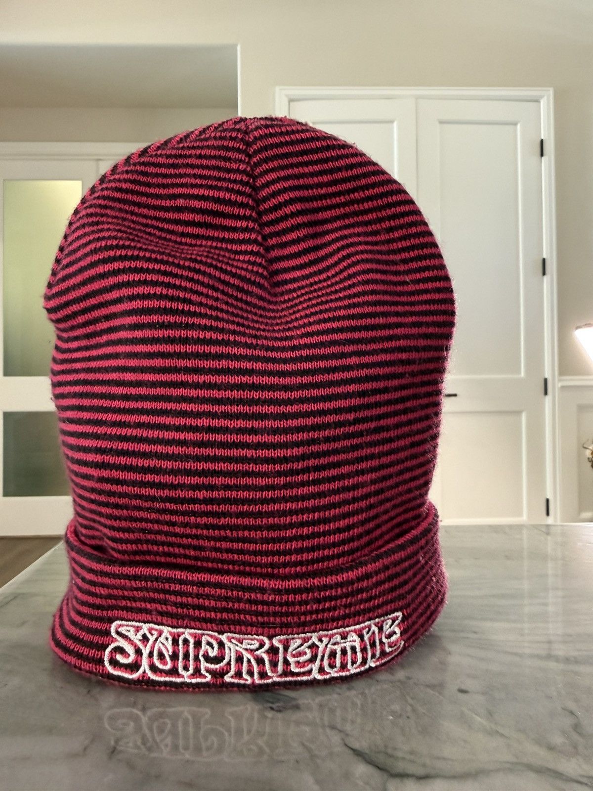 Supreme Supreme Logo Beanie Striped Size ONE SIZE - 1 Thumbnail