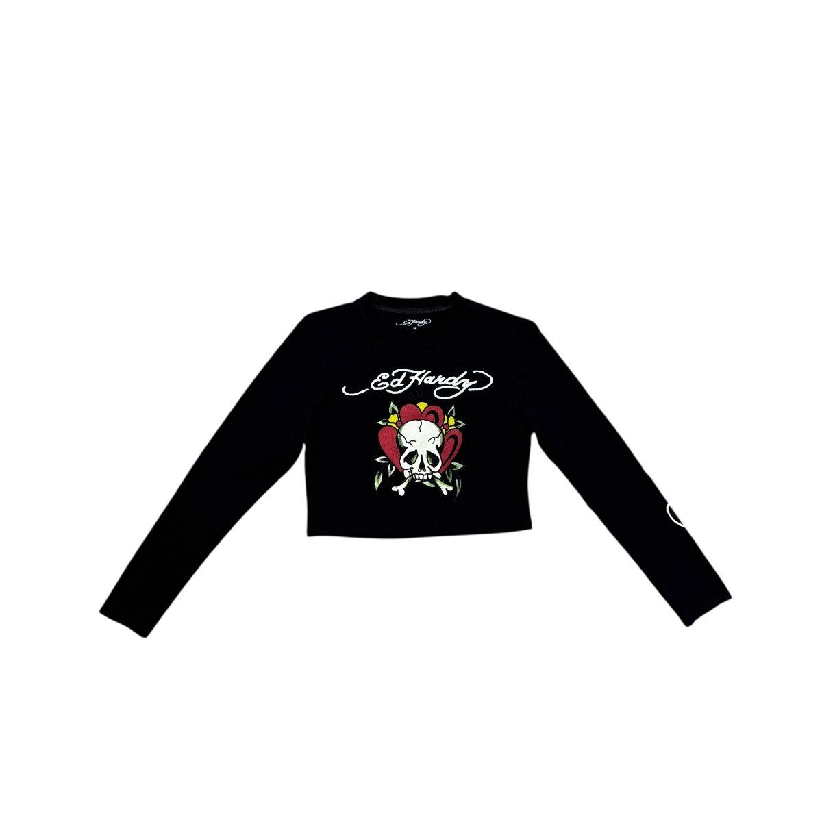 Ed Hardy Ed Hardy by Christian Audigier Tattoo Skull Crop Top Shirt Size M / US 6-8 / IT 42-44 - 1 Thumbnail