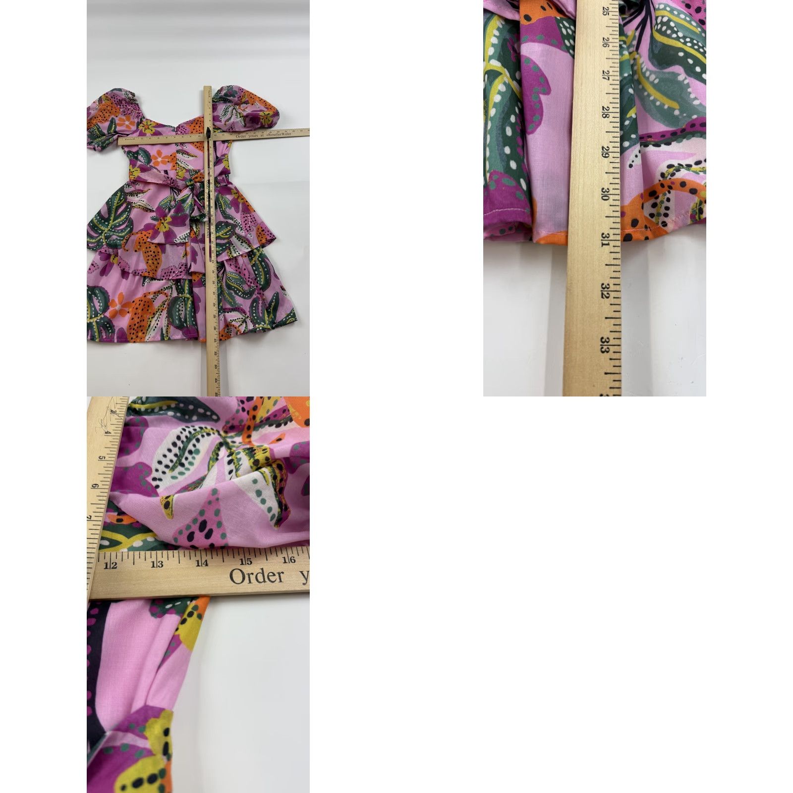Pinko Crystal Sky Dress Womens XS Pink Floral Ruffle Tiered Puff Sleeve Mini Lined Size XS / US 0-2 / IT 36-38 - 8 Thumbnail