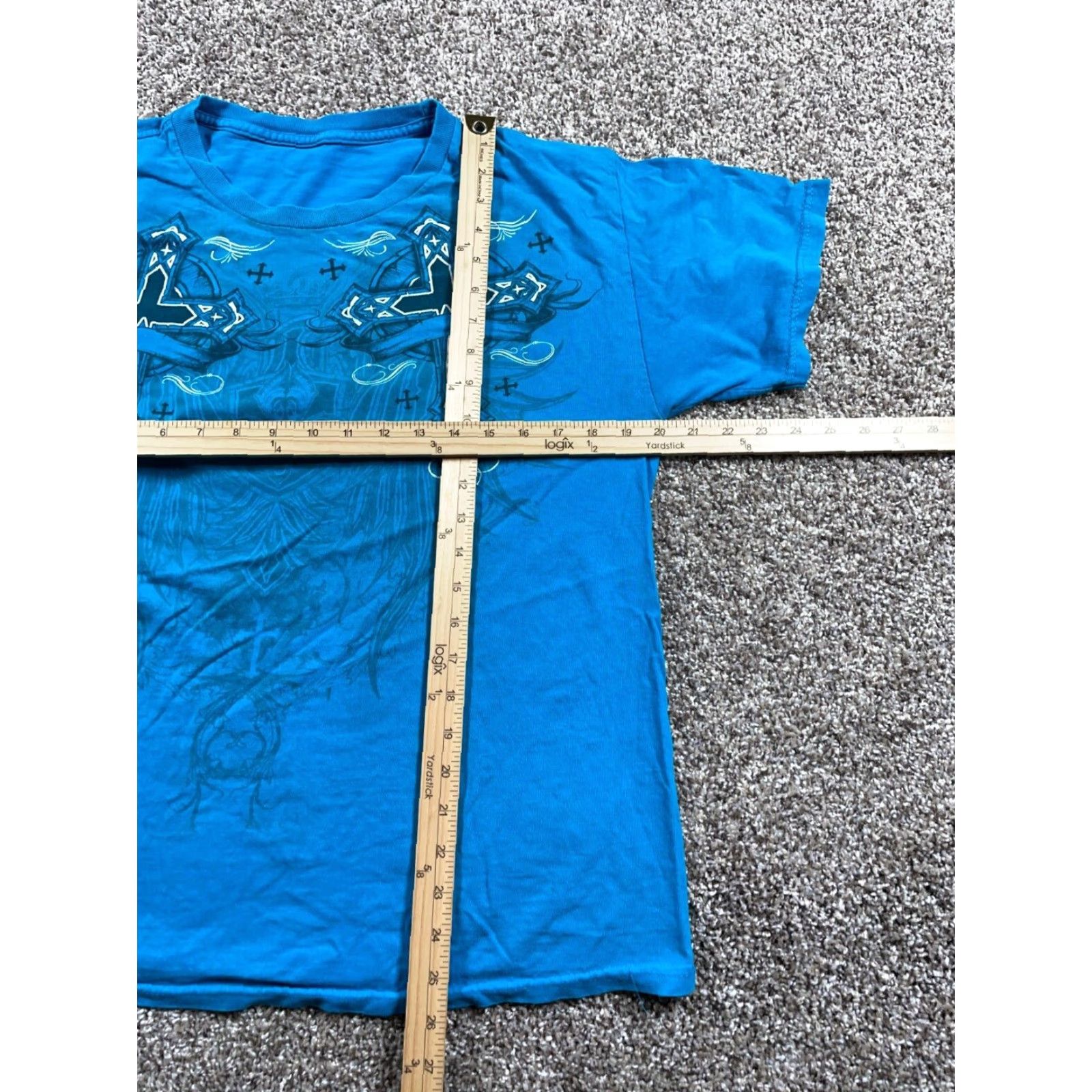 Vintage VINTAGE Y2K Retro Tribal Wings Cross Print T-Shirt Adult Medium Blue Cotton Graphic Tee 2000s Mens Size US M / EU 48-50 / 2 - 5 Thumbnail
