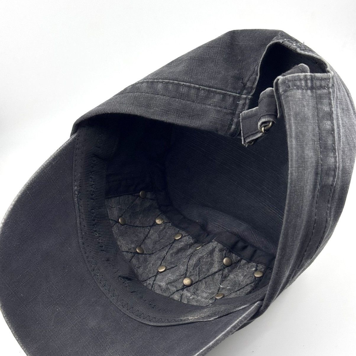 If Six Was Nine Skull Stud Military Punk Rock Gothic Patrol Cap Washed Black Size ONE SIZE - 5 Thumbnail