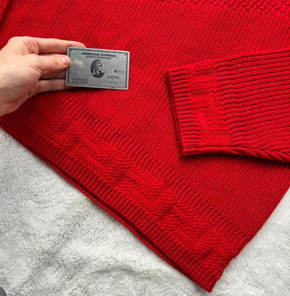 Versace Versace Red ‘La Greca’ Knit Textured Sweater Size US XXL / EU 58 / 5 - 3 Thumbnail