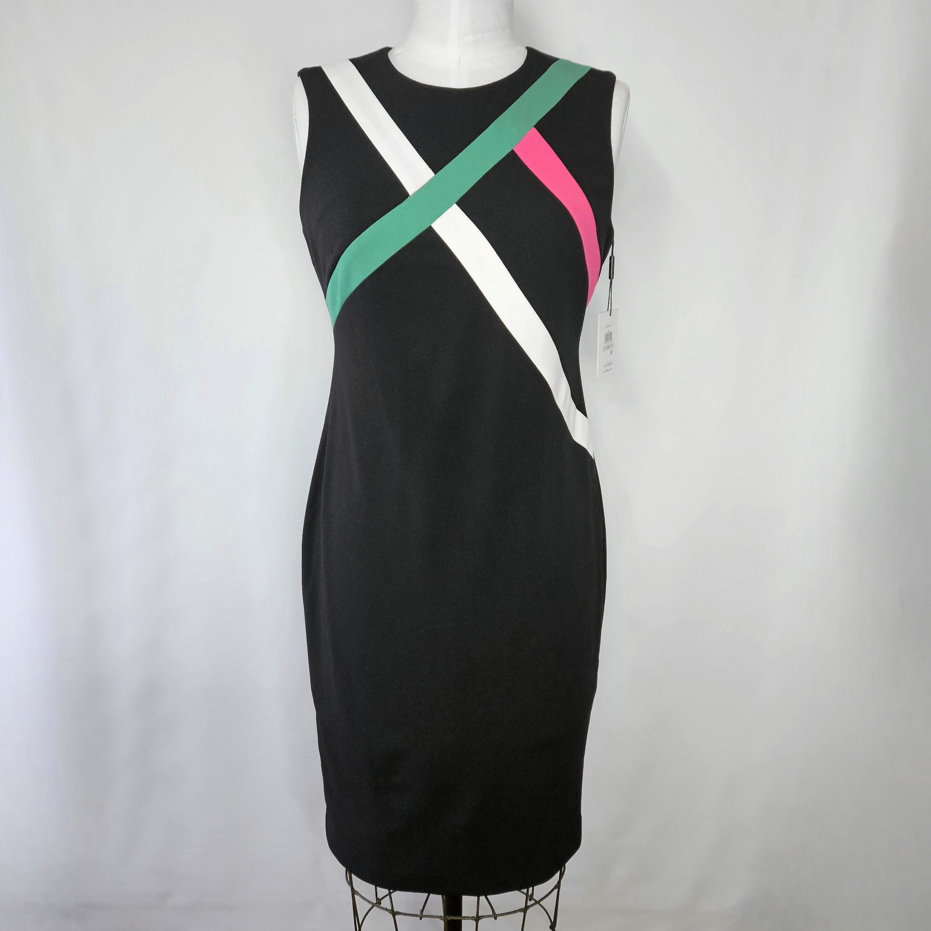 Calvin Klein Calvin Klein Size 8 Dress Black Striped Bodycon Artsy Sleeve Size M / US 6-8 / IT 42-44 - 1 Thumbnail