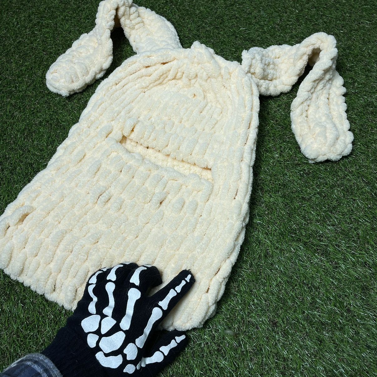 Vintage Vintage Y2K Fuzzy Beanie Alt Ushanka Cream Rave Worn In OS Size ONE SIZE - 2 Thumbnail
