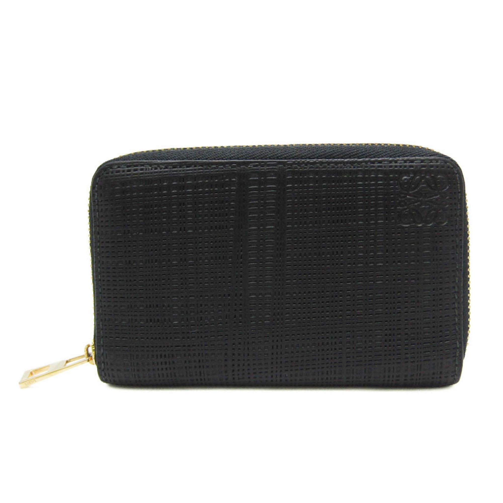 image of Loewe Linen Coin Purse Leather Card Case Black, Women's