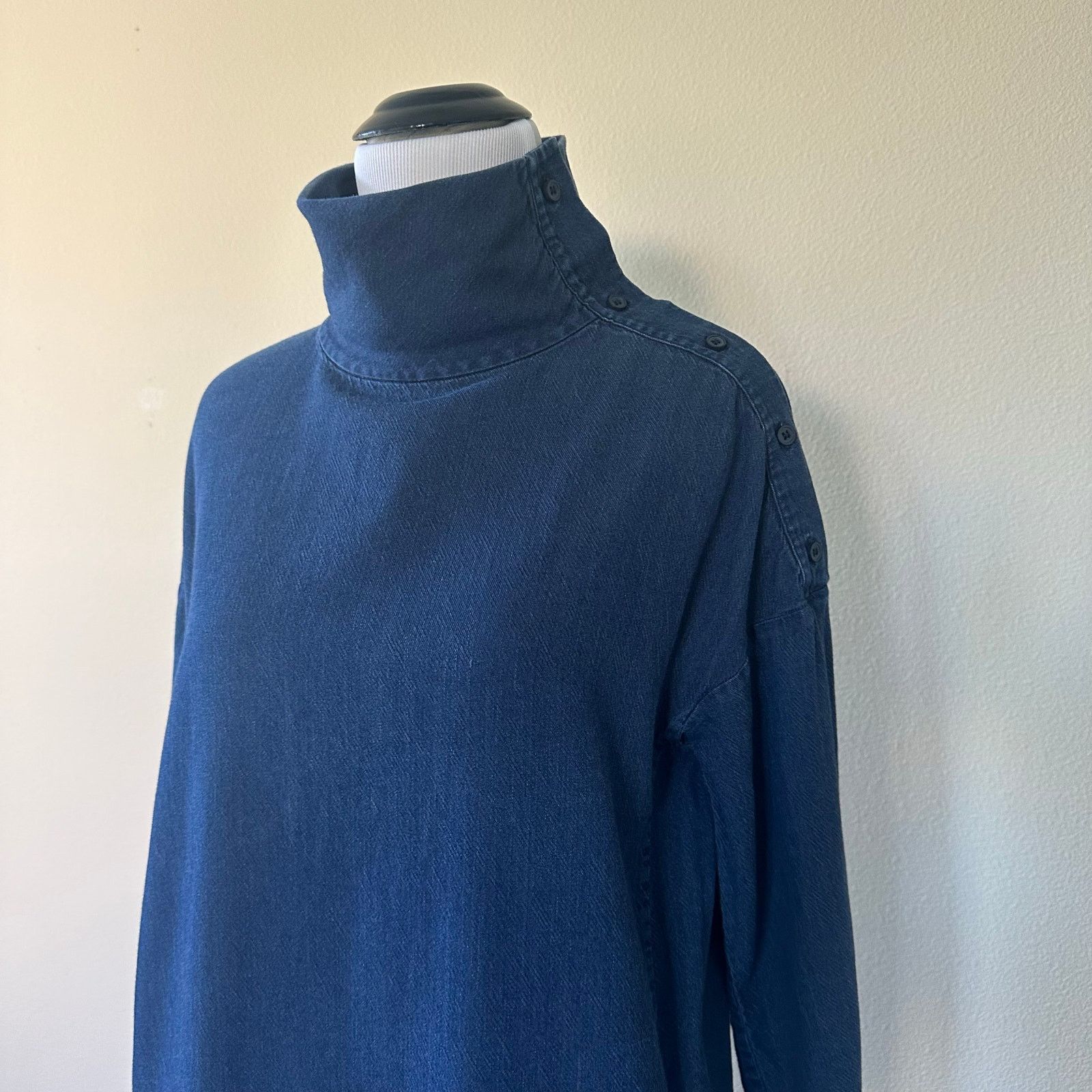 Cos COS Navy Denim Funnel Neck Shift Dress Size 2 Size XS / US 0-2 / IT 36-38 - 8 Thumbnail