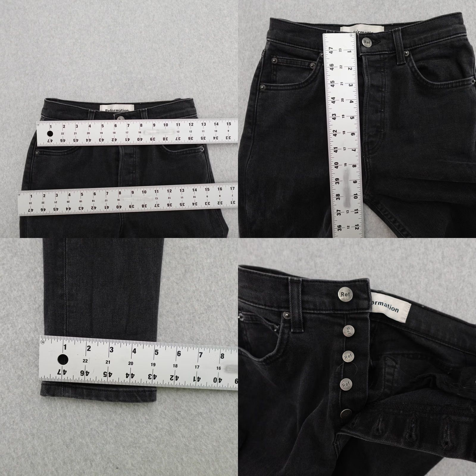 Reformation VINTAGE Reformation Jeans Womens 24 Black Button Fly Serena High Skinny Denim 24x29 Size 42" / US 20 - 8 Thumbnail