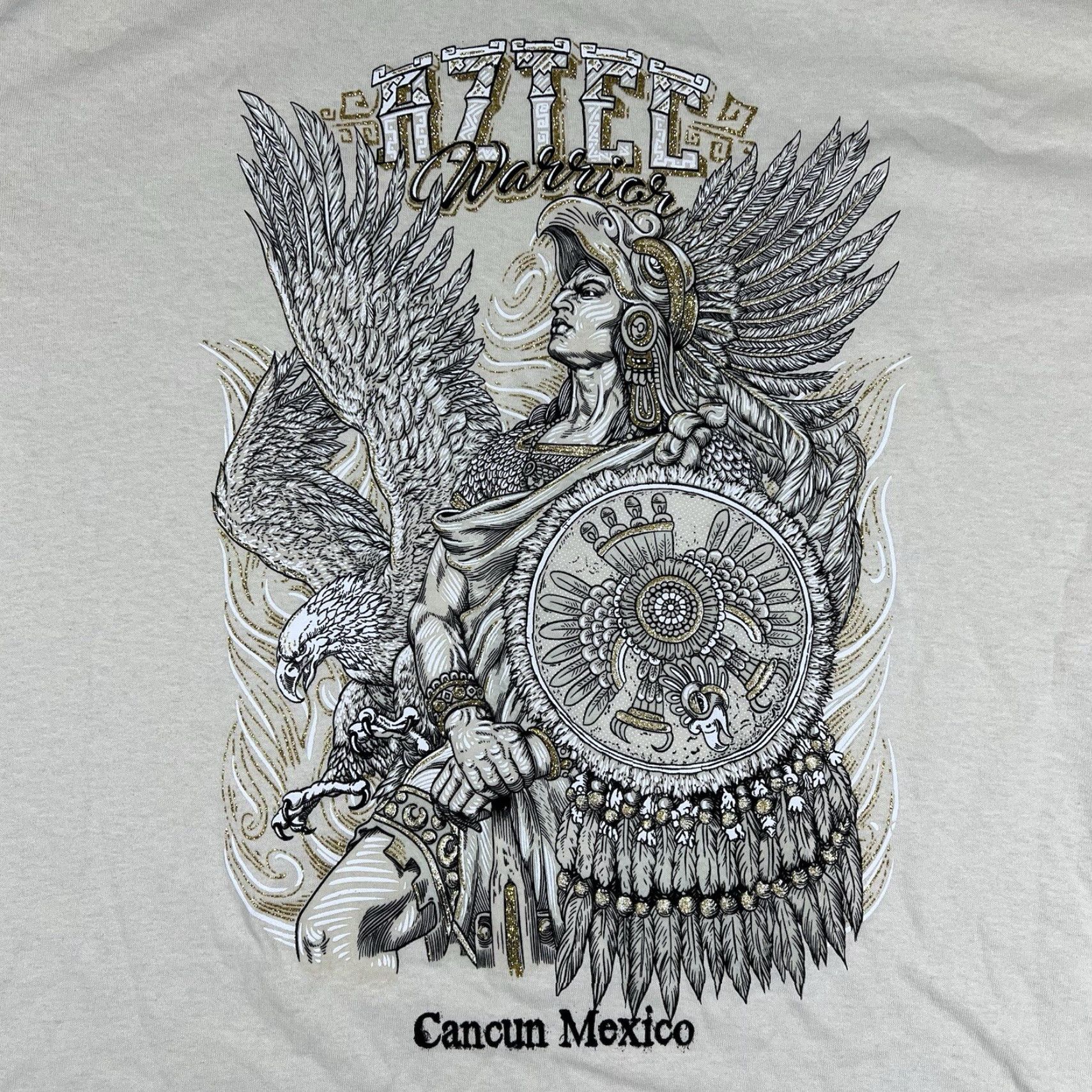 Vintage VTG Yazbek T-Shirt Men XL Aztec Warrior Graphic Puff Print Cancun Mexico Size US XL / EU 56 / 4 - 6 Thumbnail