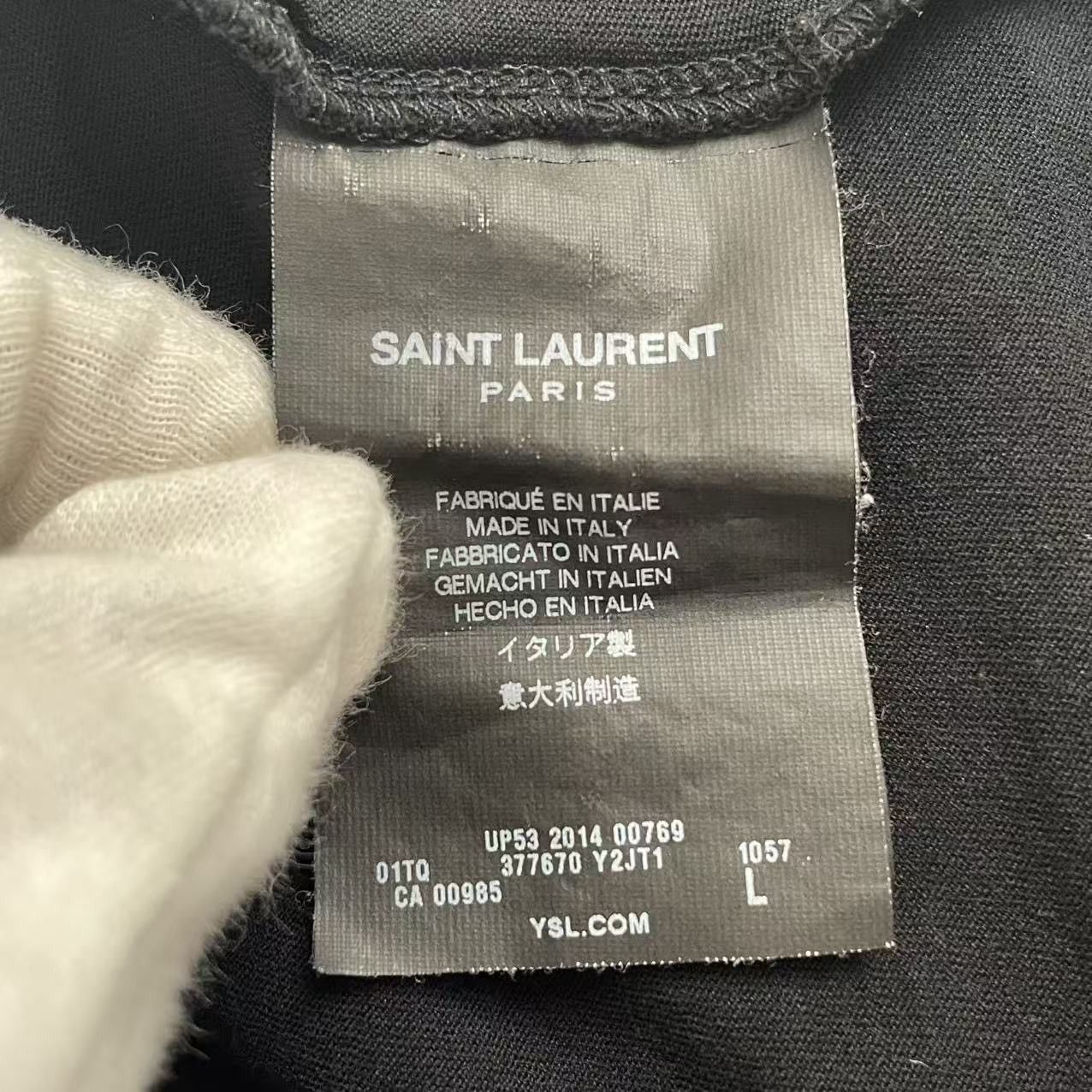 Saint Laurent Paris Saint Laurent SLP Black Logo Short Sleeve T-Shir K26WX Size US L / EU 52-54 / 3 - 6 Thumbnail