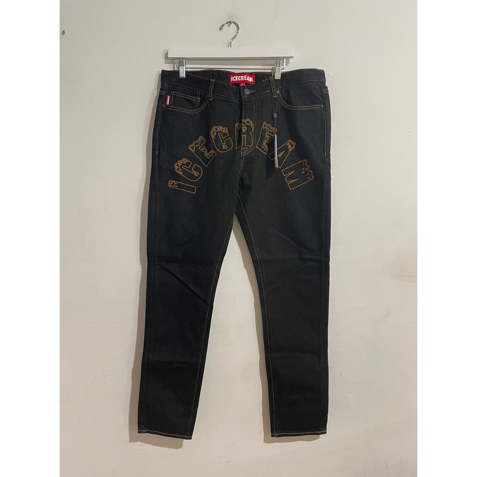 Icecream ICECREAM CASH EMBROIDERED RAW BLACK JEAN SIZE 36 NEW Size US 36 / EU 52 - 1 Thumbnail