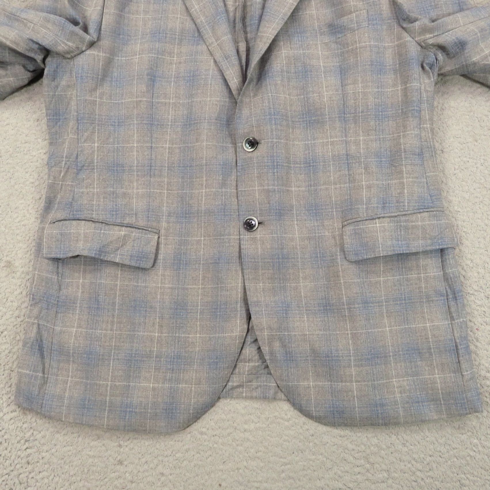 Lubiam Lubiam Sport Coat Blazer 46R Men Wool Gray Notch Lapel Single-Breasted Two-Button Double-Vented Plaid Vintage No Size 46R - 4 Thumbnail