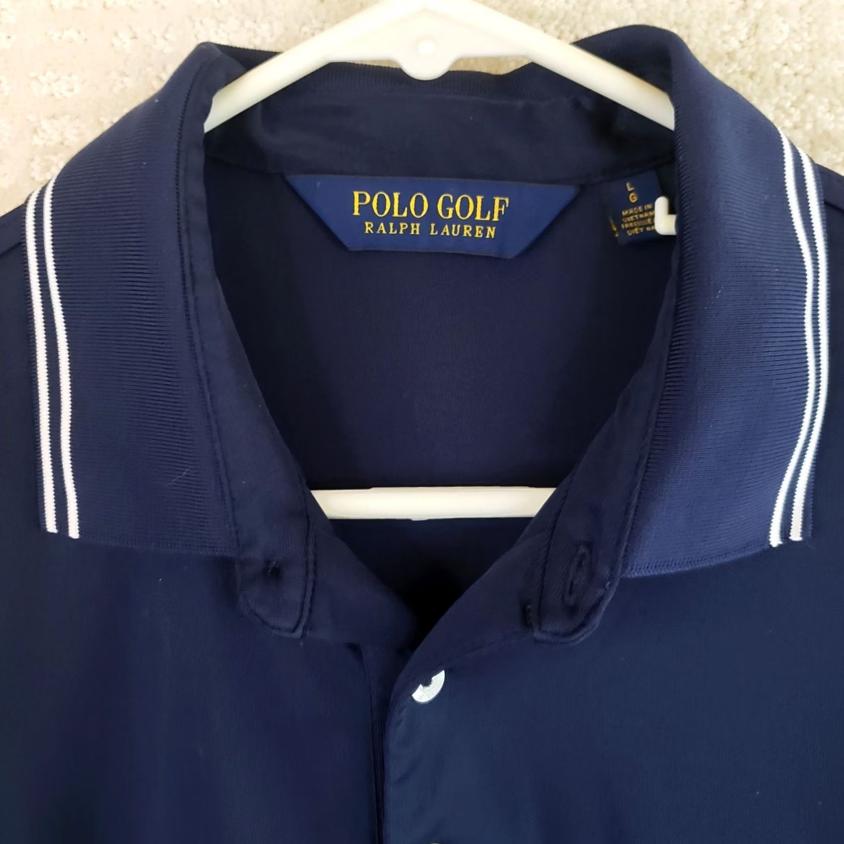 Polo Ralph Lauren VINTAGE Polo Ralph Lauren Shirt Mens LBlue Stripe Performance PGA Championship Logo Size US L / EU 52-54 / 3 - 6 Thumbnail