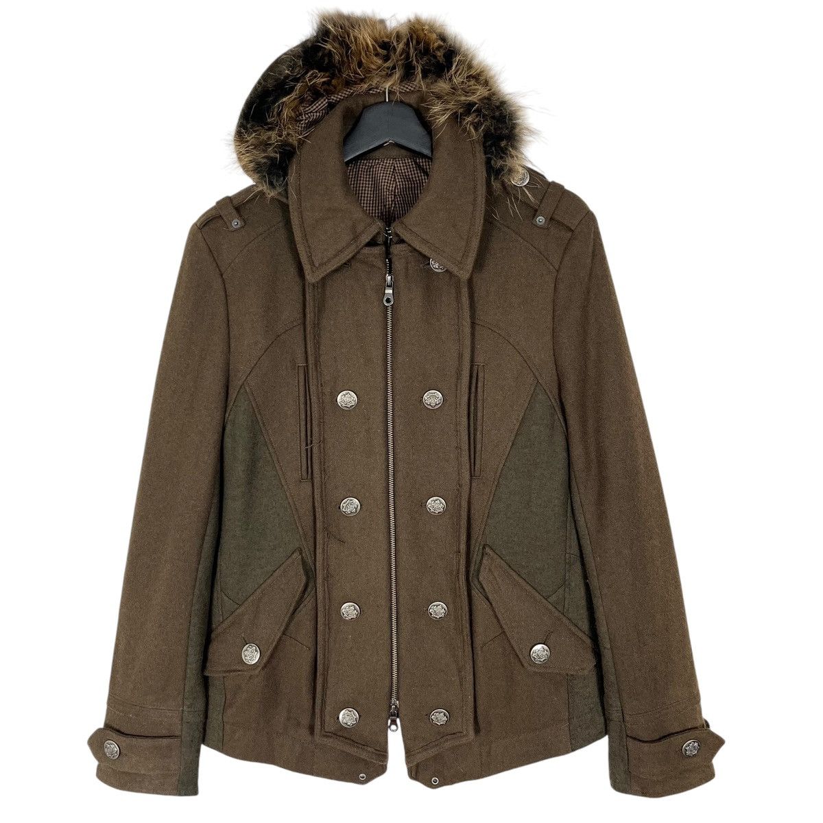 Designer × Japanese Brand Japanese Brand PPFM Detachable Furs Hoodie Women Wool Jacket Size M / US 6-8 / IT 42-44 - 1 Thumbnail